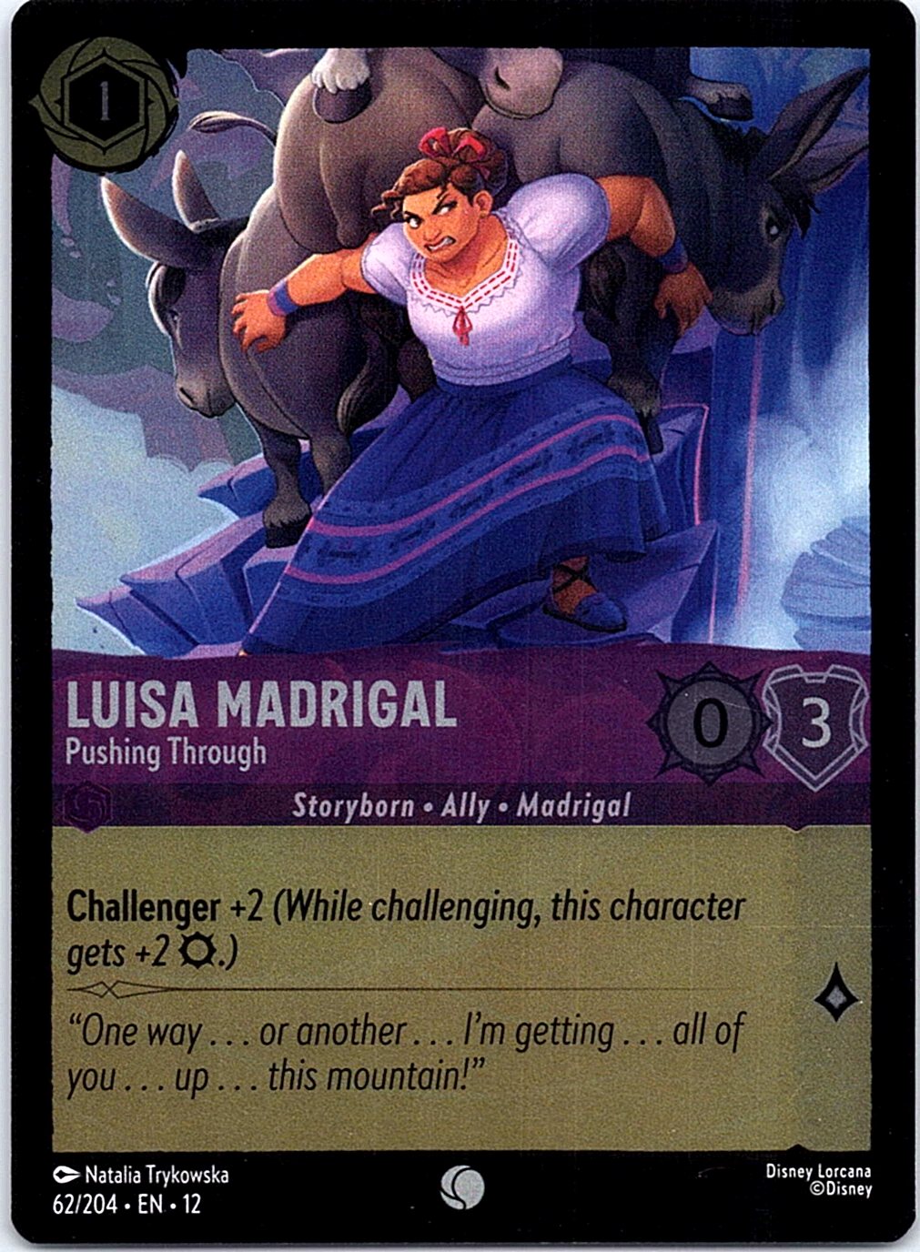 Luisa Madrigal - Pushing Through 62/204 Wilds Unknown Lorcana Cold Foil NM