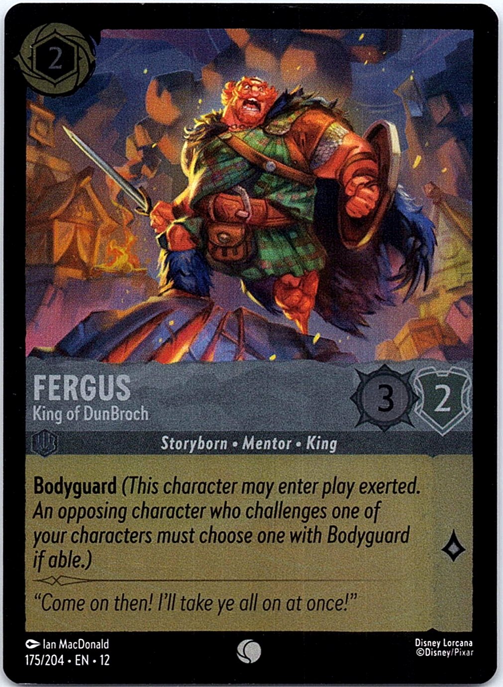 Fergus - King of DunBroch 175/204 Common Wilds Unknown Lorcana Cold Foil NM