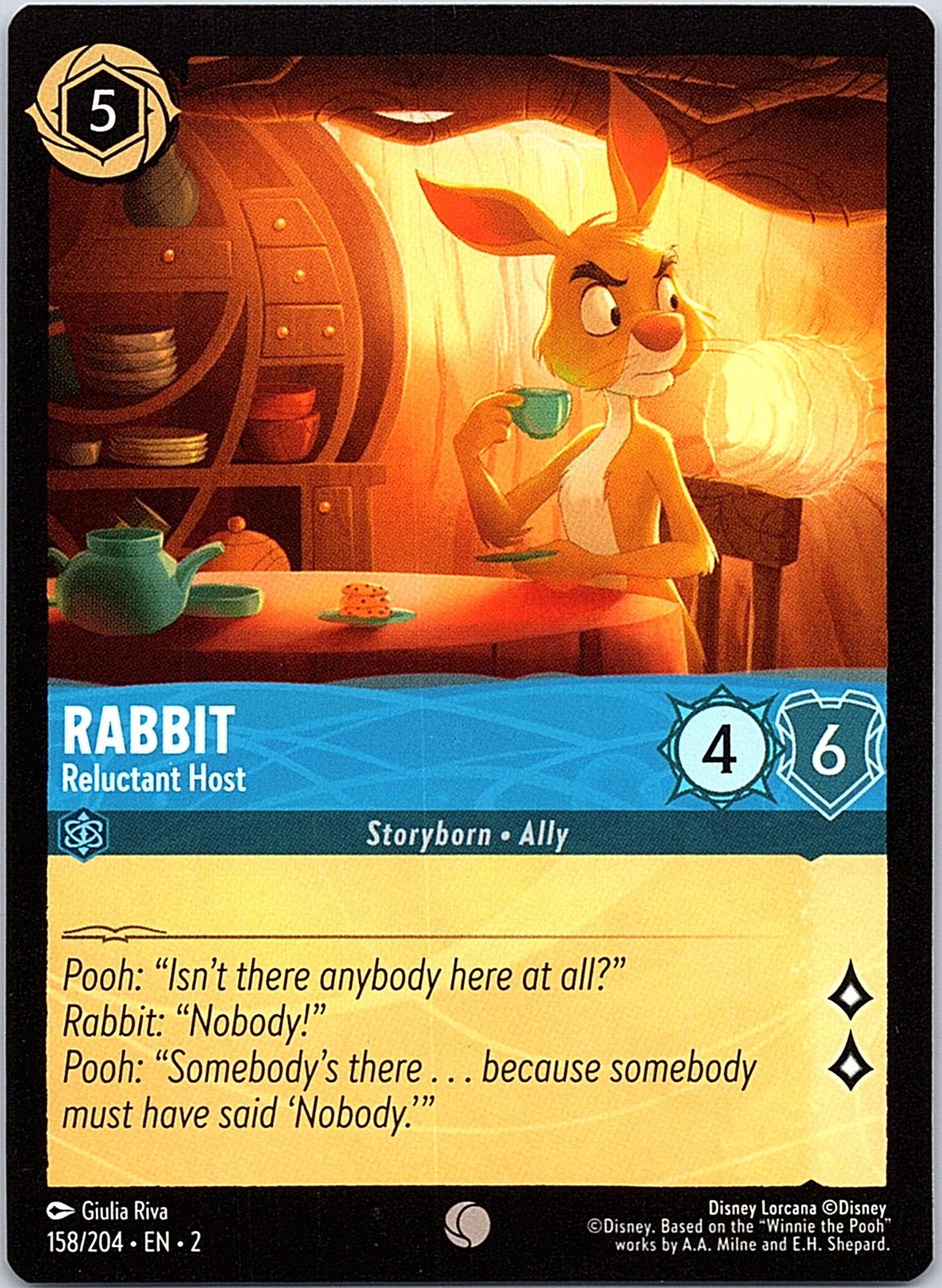 Rabbit - Reluctant Host 158/204 Common Rise of the Floodborn Lorcana Near Mint