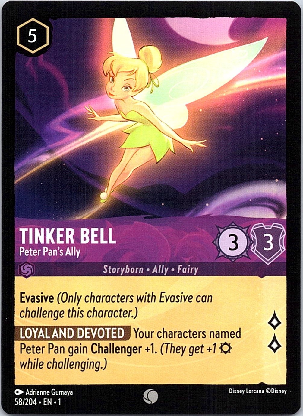 Tinker Bell - Peter Pan's Ally 58/204 Common The First Chapter Lorcana Near Mint