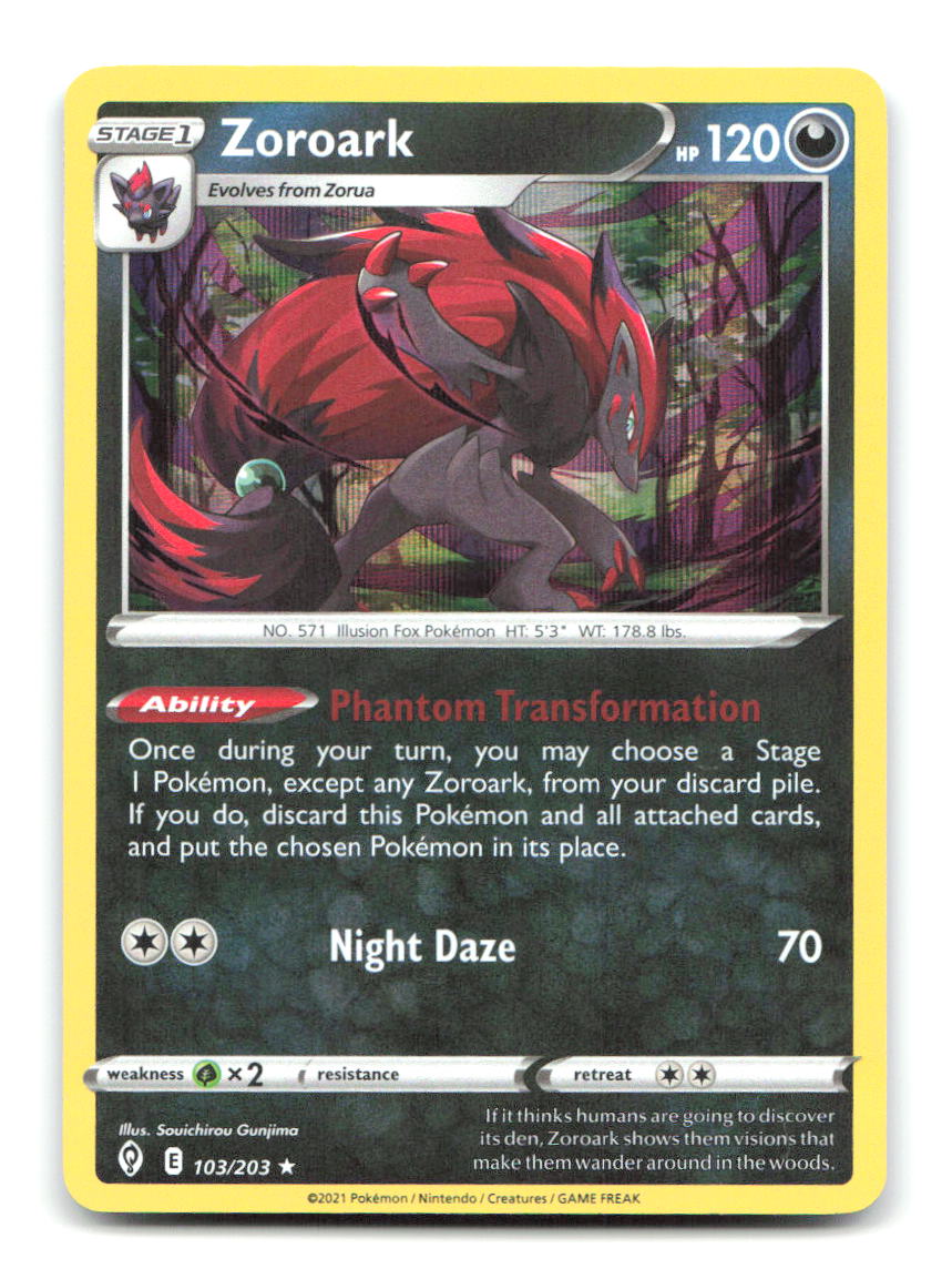 Zoroark 103/203 Holo R Evolving Skies Pokemon NM