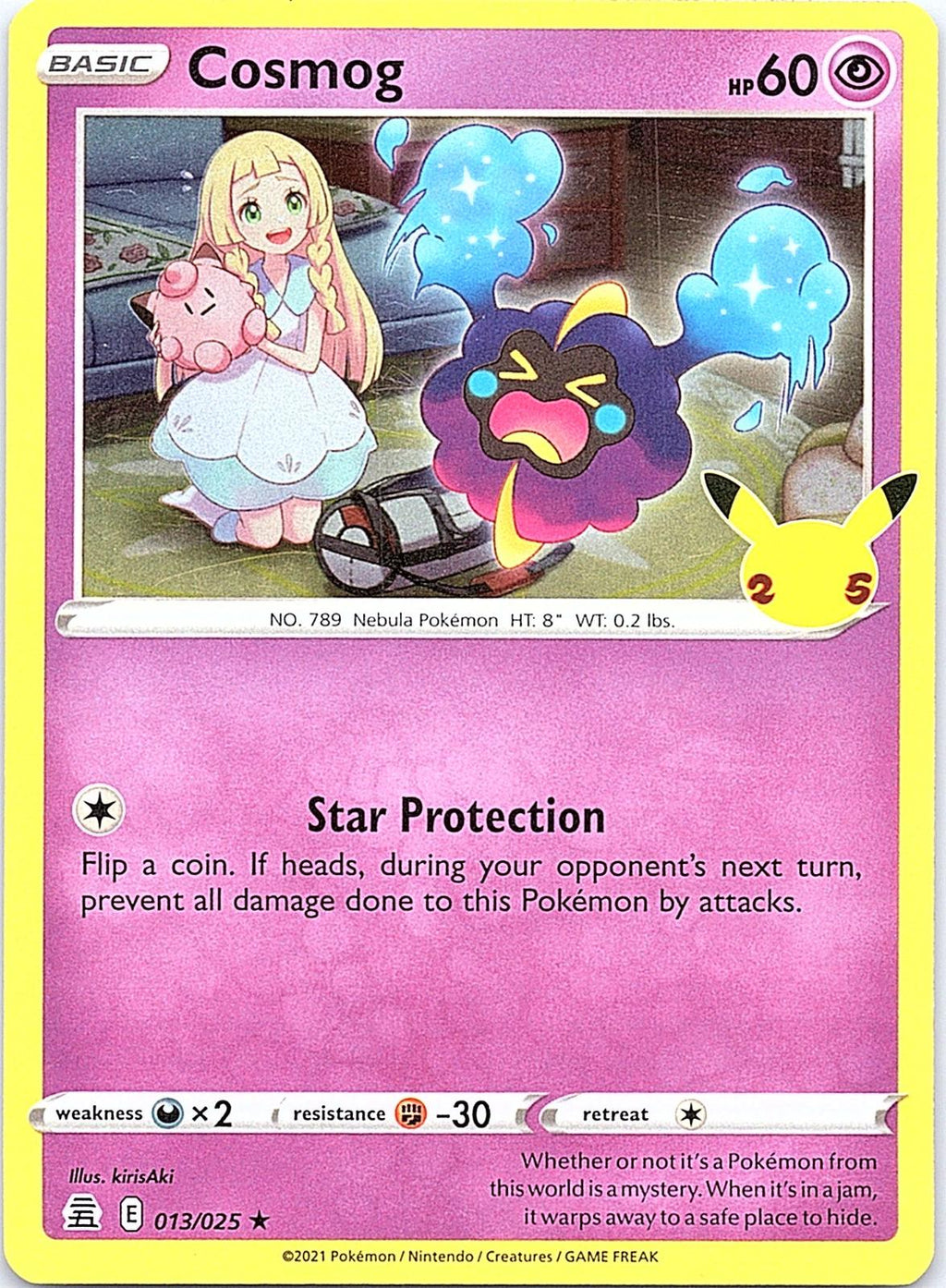 Cosmog 013/025 Rare Celebrations Pokemon Holo Lightly Played