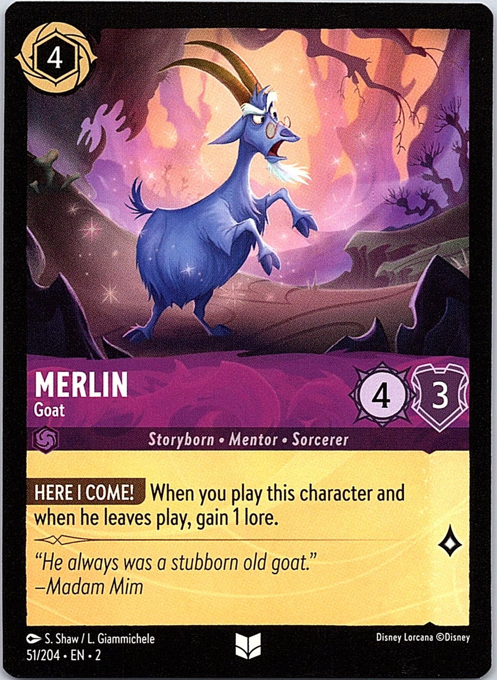Merlin - Goat 51/204 Uncommon Rise of the Floodborn Lorcana Near Mint