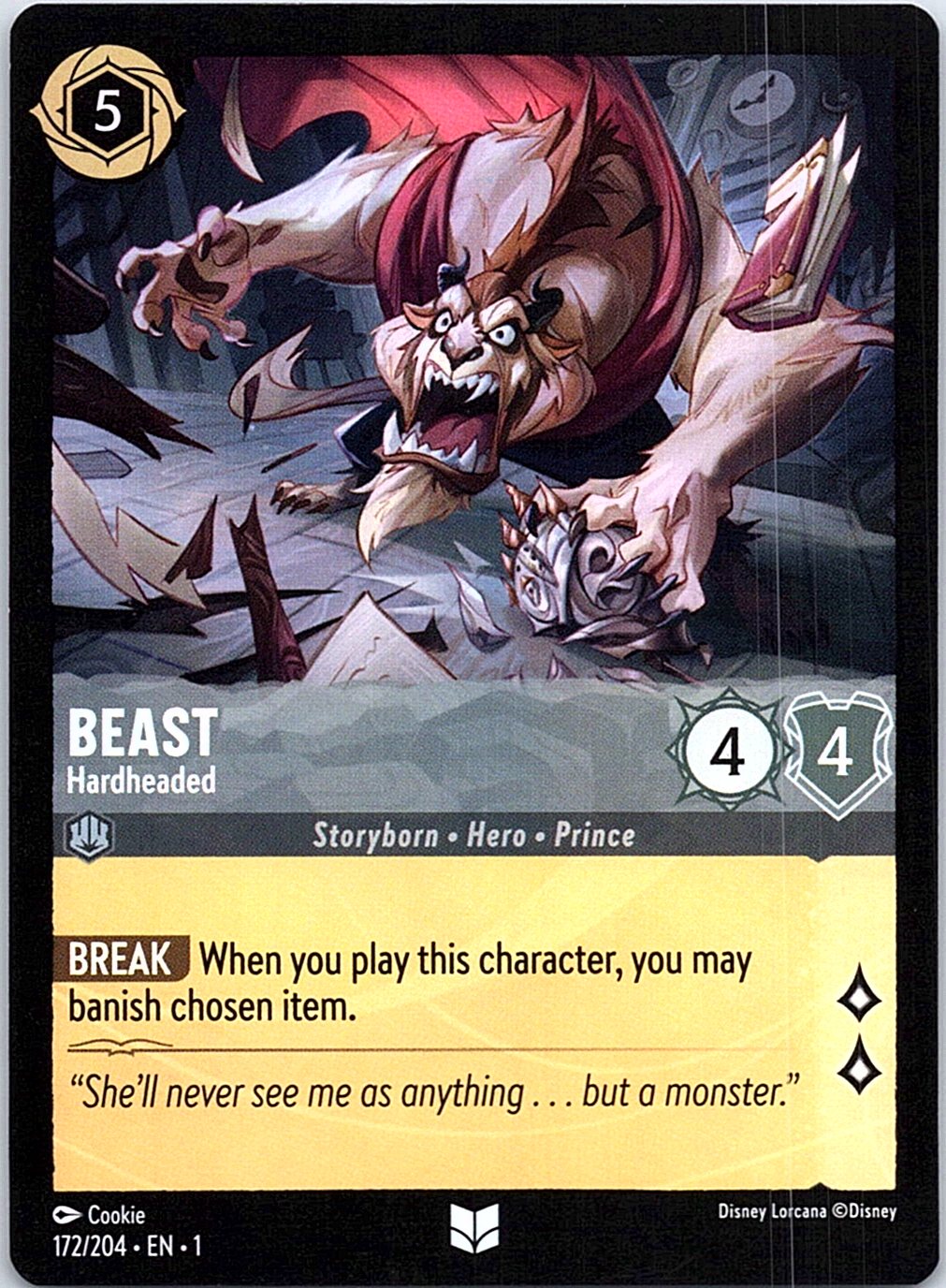 Beast - Hardheaded 172/204 Uncommon The First Chapter Lorcana Near Mint