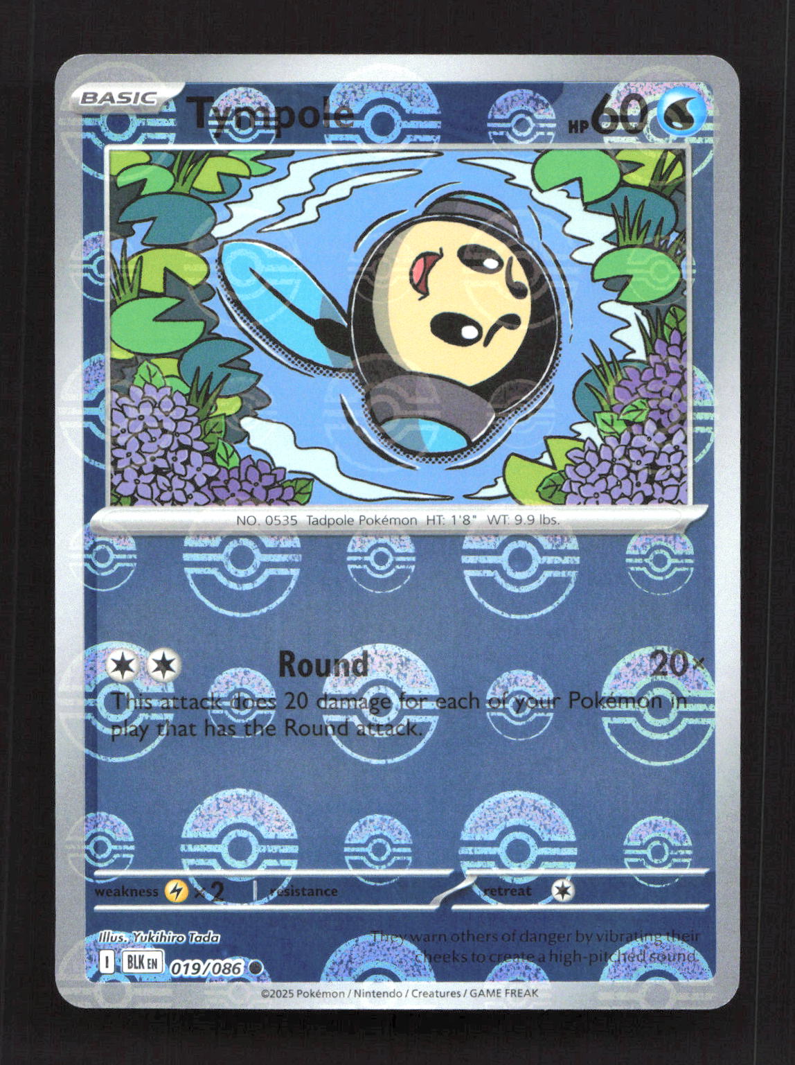 Tympole (Poke Ball Pattern) 019/086 Holo Common Black Bolt Pokemon Near Mint
