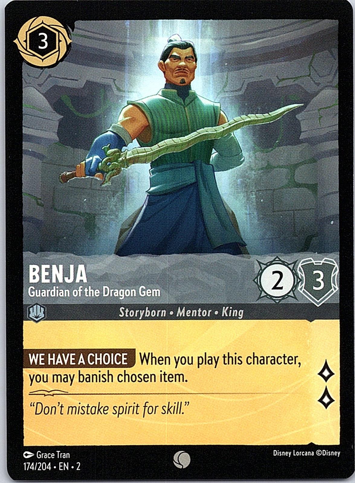Benja - Guardian of the Dragon Gem 174/204 Rise of the Floodborn Lorcana NM