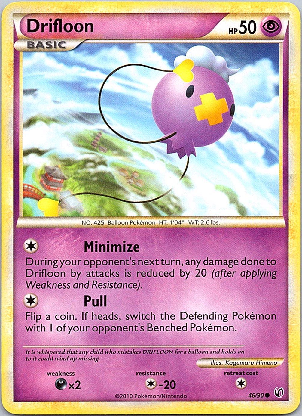 Drifloon 46/90 Common HGSS Undaunted Pokemon Lightly Played