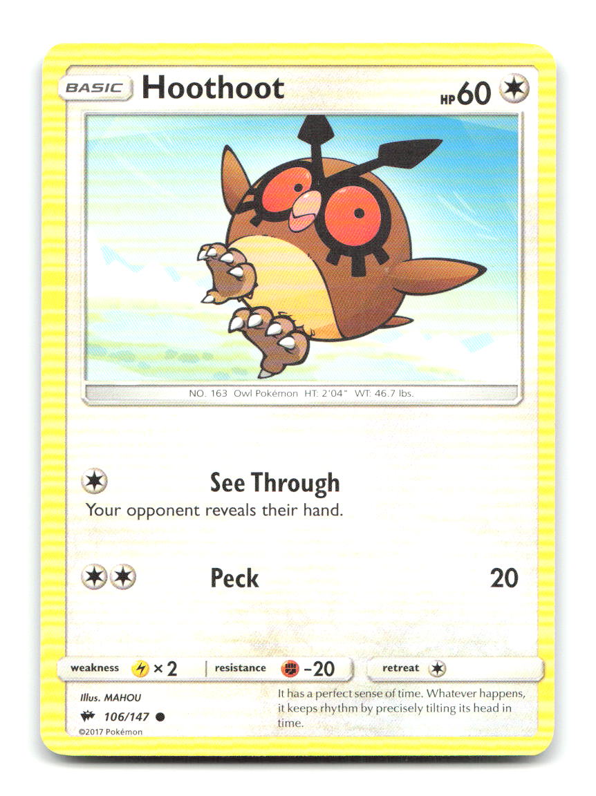 Hoothoot 106/147 C Burning Shadows Pokemon LP