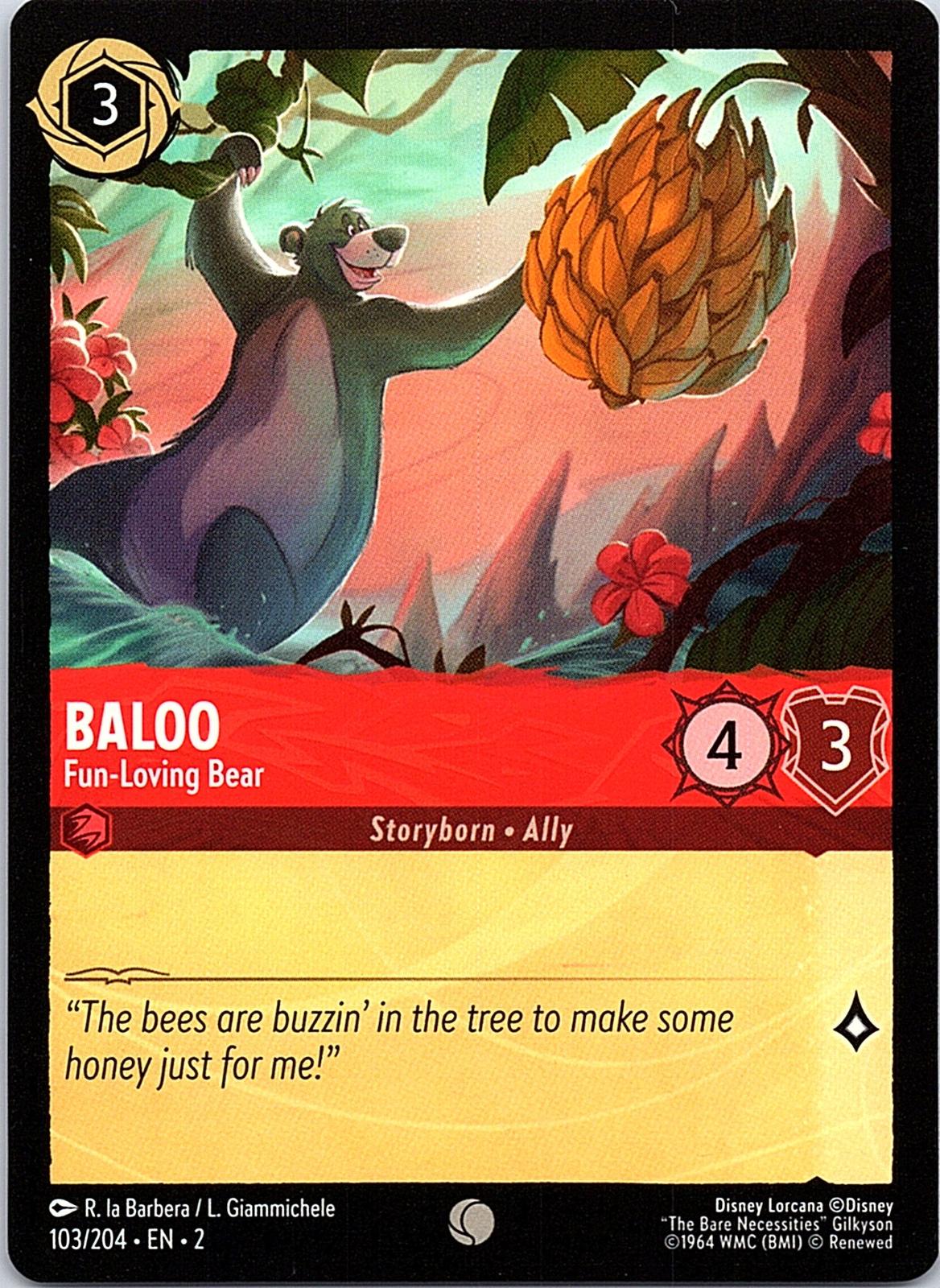 Baloo - Fun-Loving Bear 103/204 Common Rise of the Floodborn Lorcana Near Mint