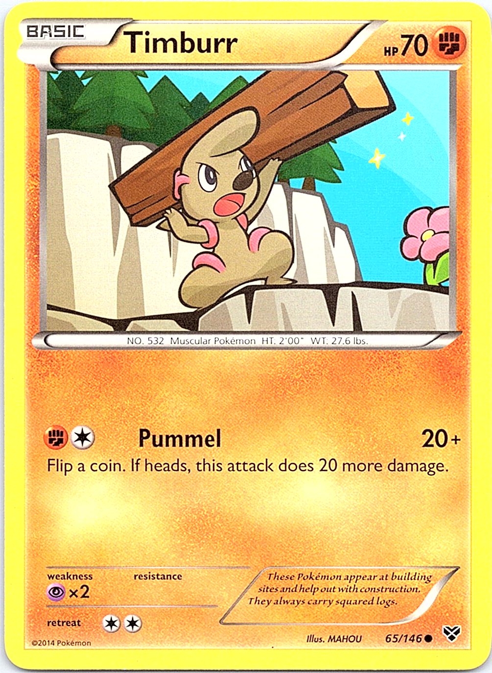 Timburr 65/146 Common XY Pokemon Moderately Played