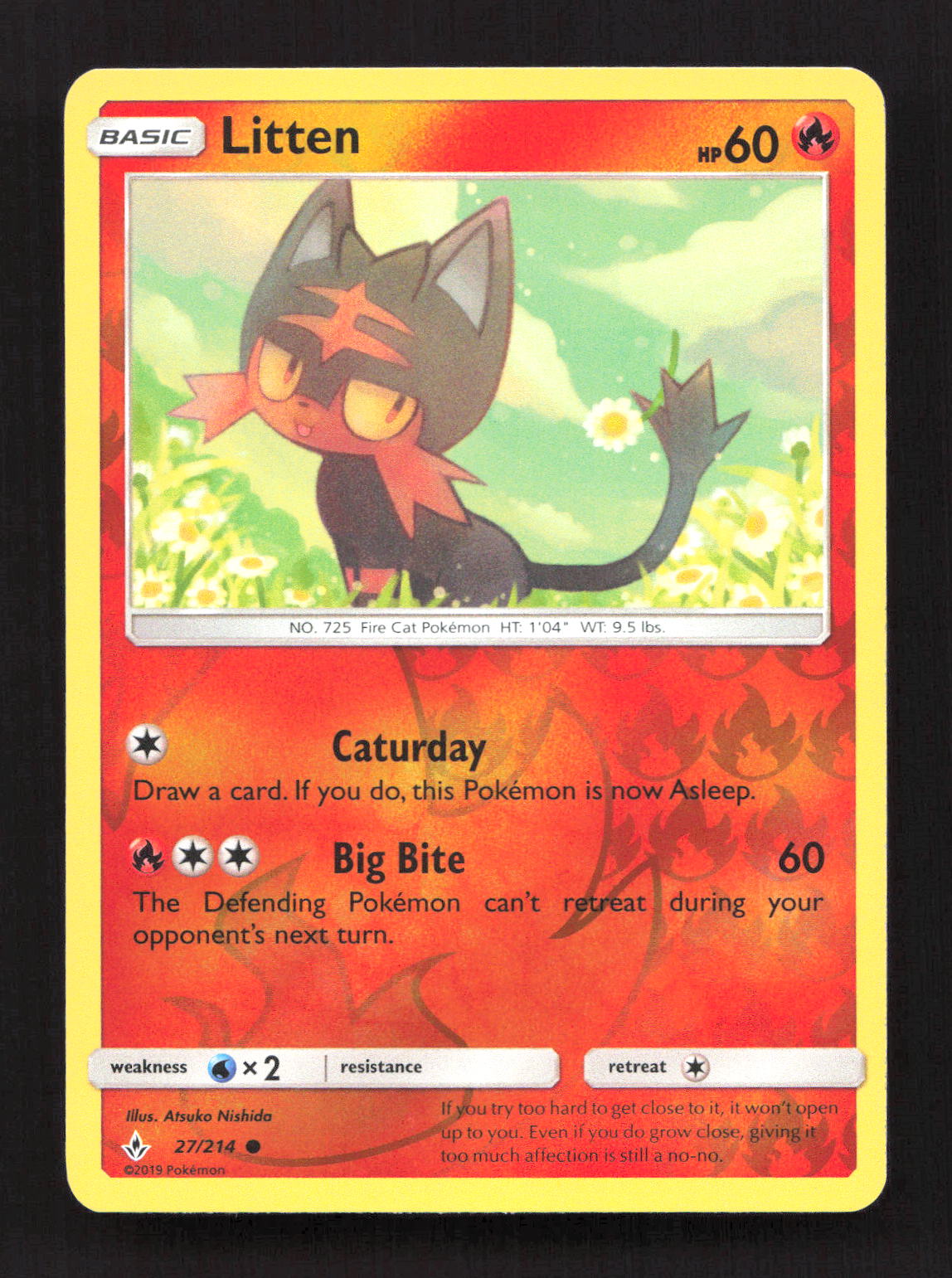 Litten 27/214 Common Unbroken Bonds Pokemon Reverse Holo Lightly Played
