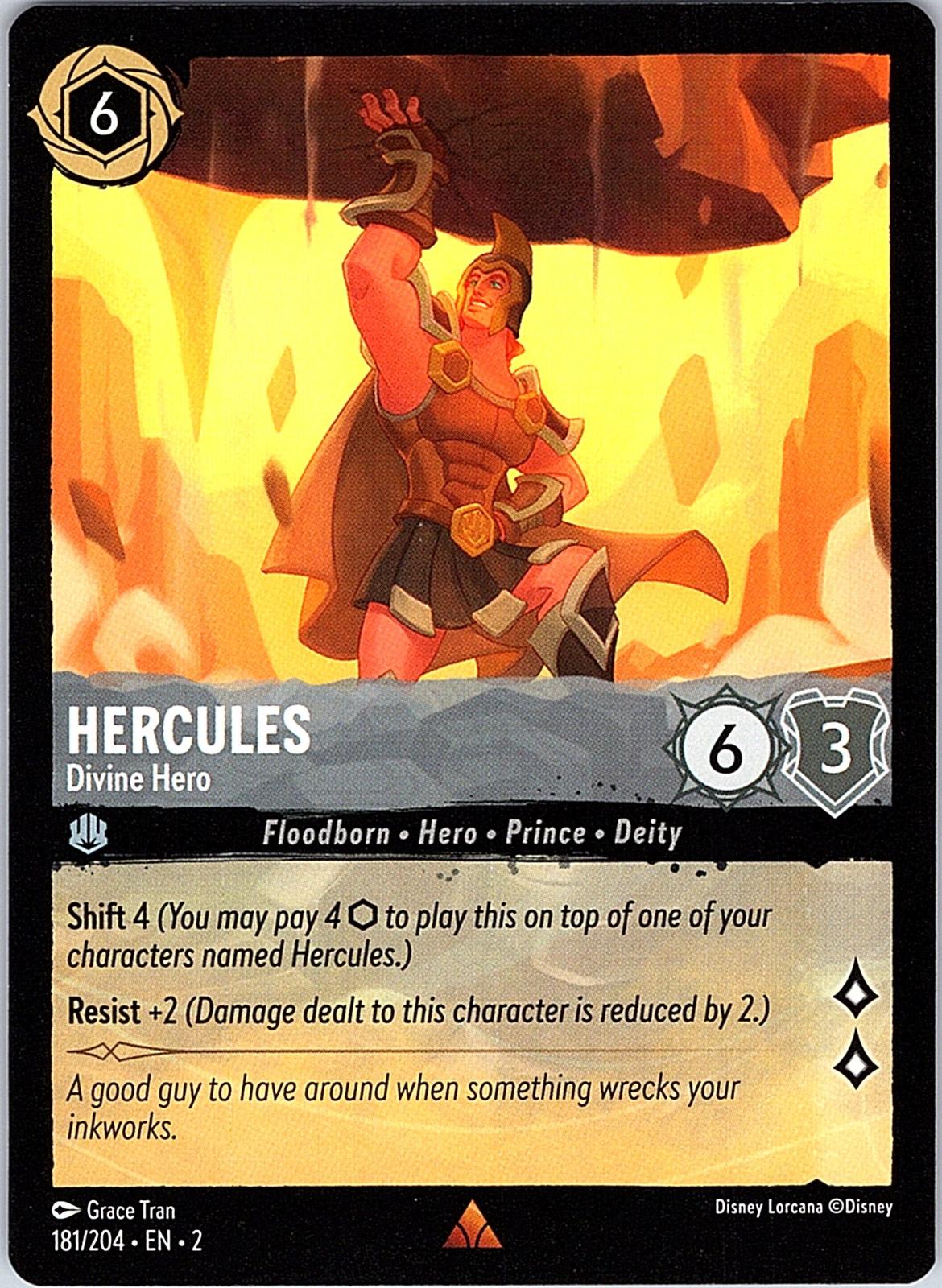 Hercules - Divine Hero 181/204 Rare Rise of the Floodborn Lorcana Near Mint