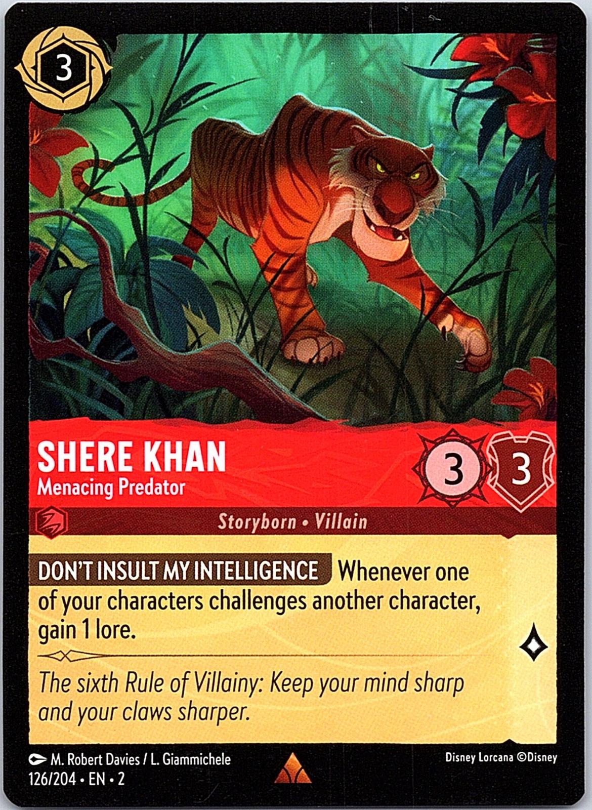 Shere Khan - Menacing Predator 126/204 Rare Rise of the Floodborn Lorcana NM