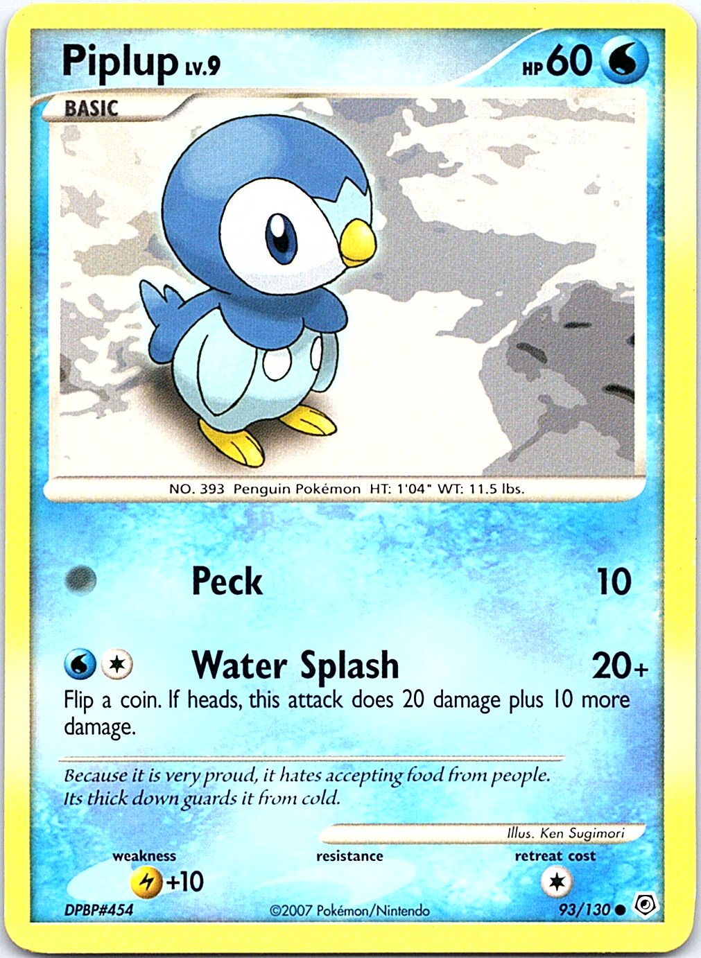 Piplup 93/130 Common Diamond & Pearl Pokemon Heavily Played