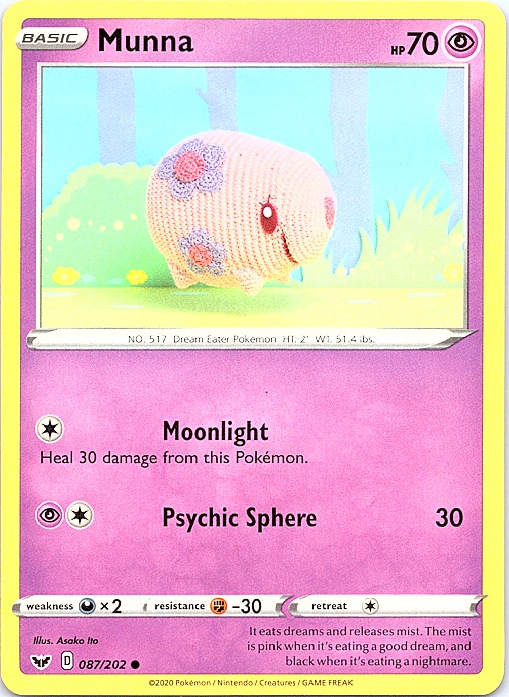 Munna 087/202 Common Sword & Shield Pokemon Heavily Played