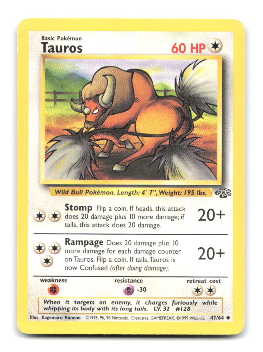 Tauros 47/64 JU Pokemon Unlimited HP