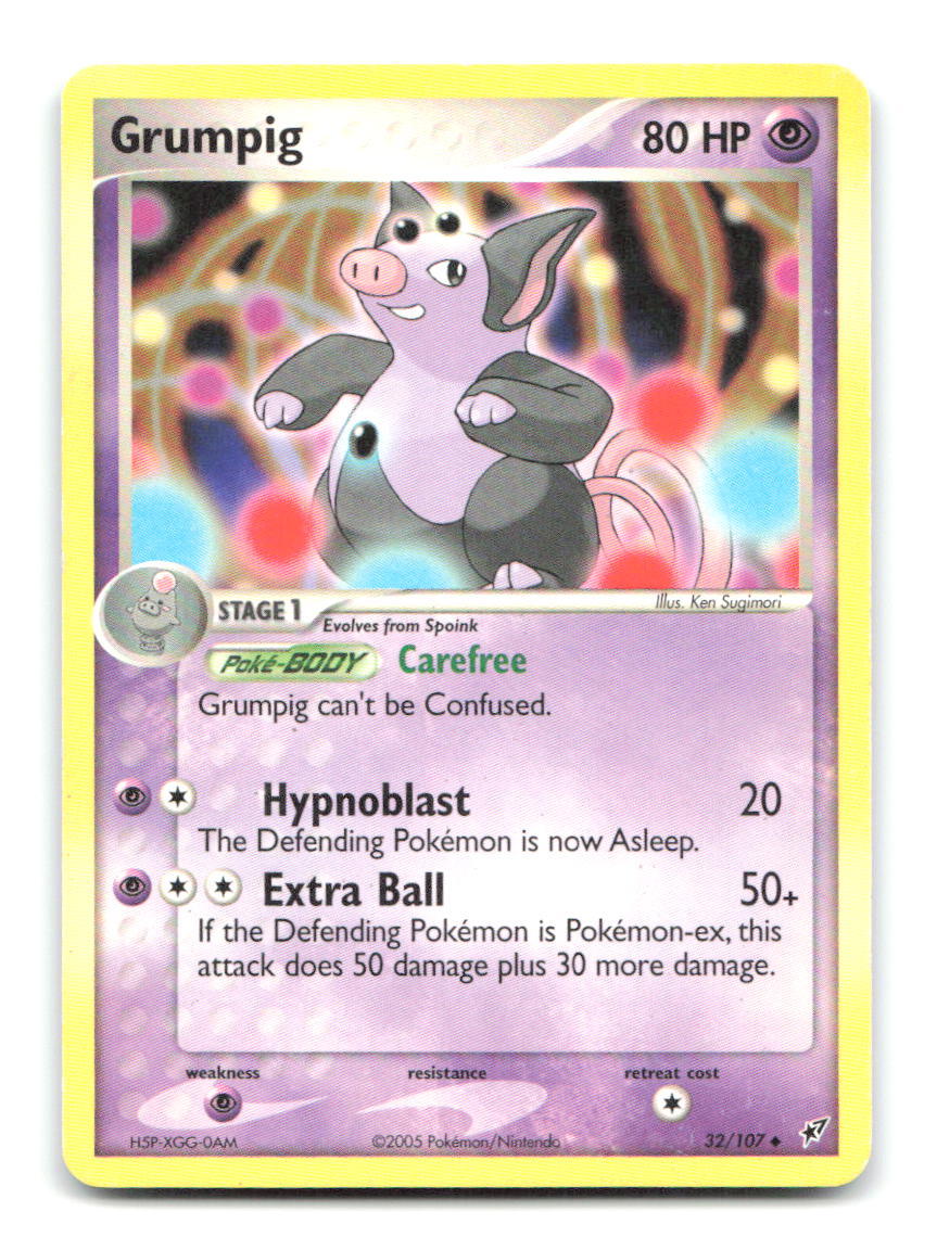 Grumpig 32/107 Uncommon Deoxys Pokemon Moderately Played