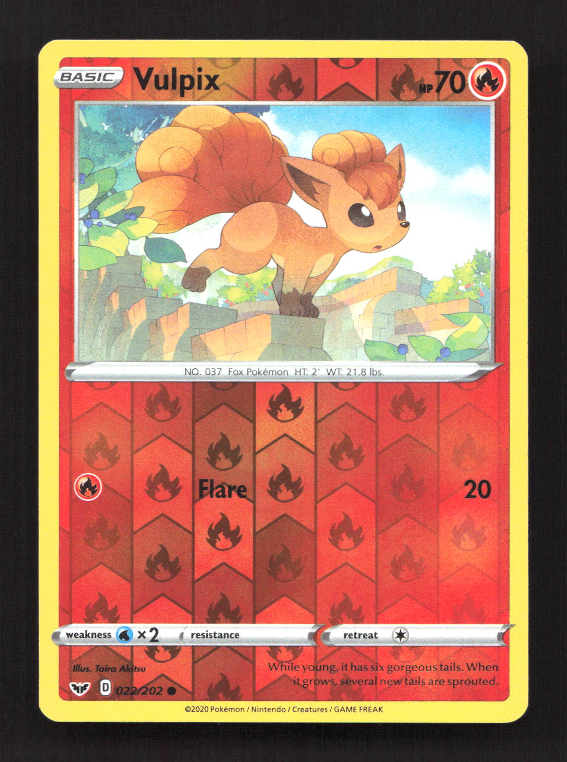 Vulpix 022/202 Common Sword & Shield Pokemon Reverse Holo Lightly Played