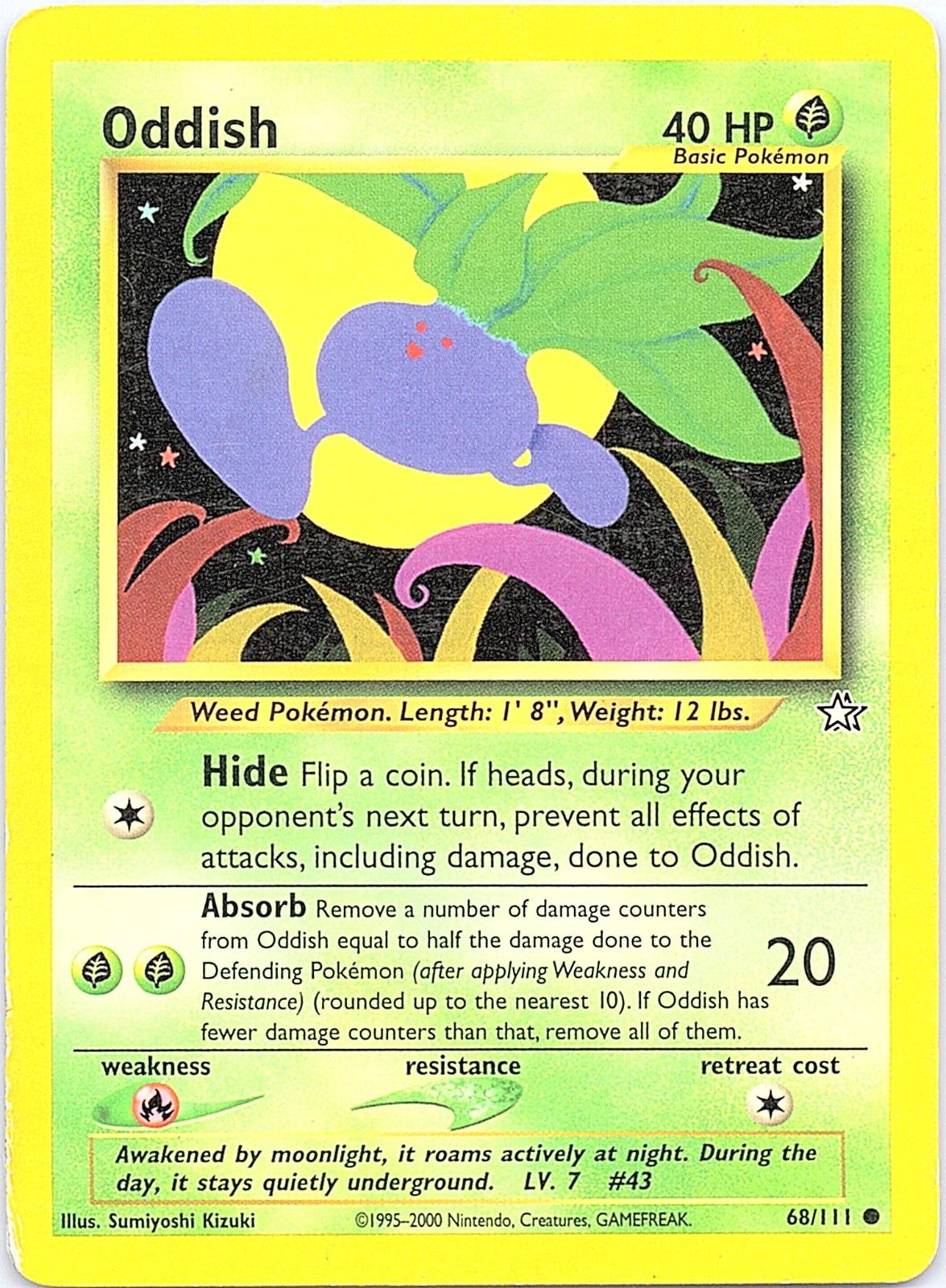 Oddish 68/111 Common Neo Genesis Pokemon Unlimited Moderately Played