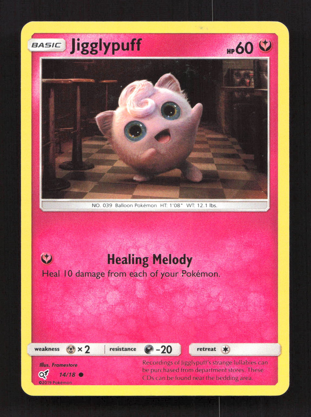 Jigglypuff 14/18 Common Detective Pikachu Pokemon Holo Lightly Played