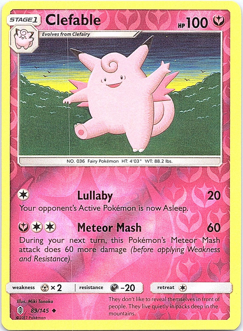 Clefable 89/145 Uncommon Guardians Rising Pokemon Reverse Holo Moderately Played