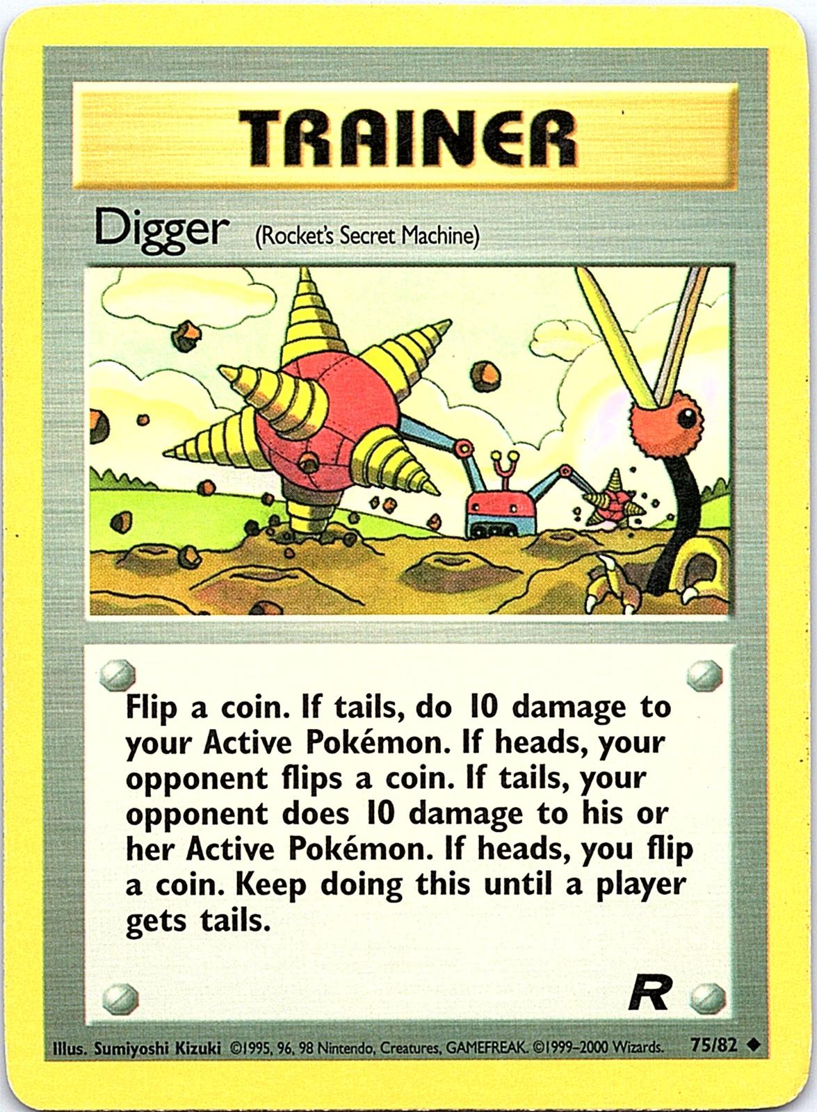 Digger 75/82 Uncommon Team Rocket Pokemon Unlimited Moderately Played