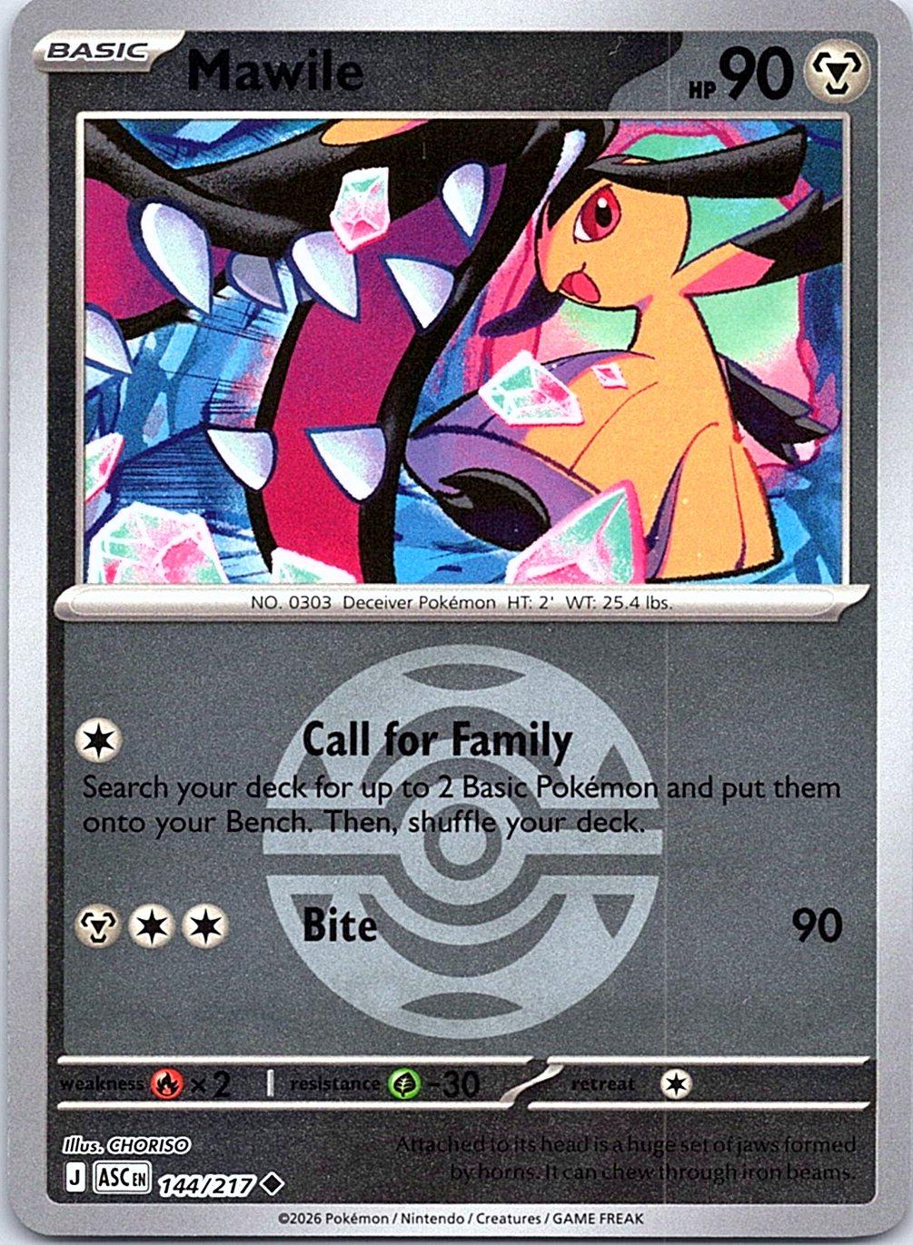 Mawile (Dusk Ball) 144/217 Uncommon Ascended Heroes Pokemon Reverse Holo NM
