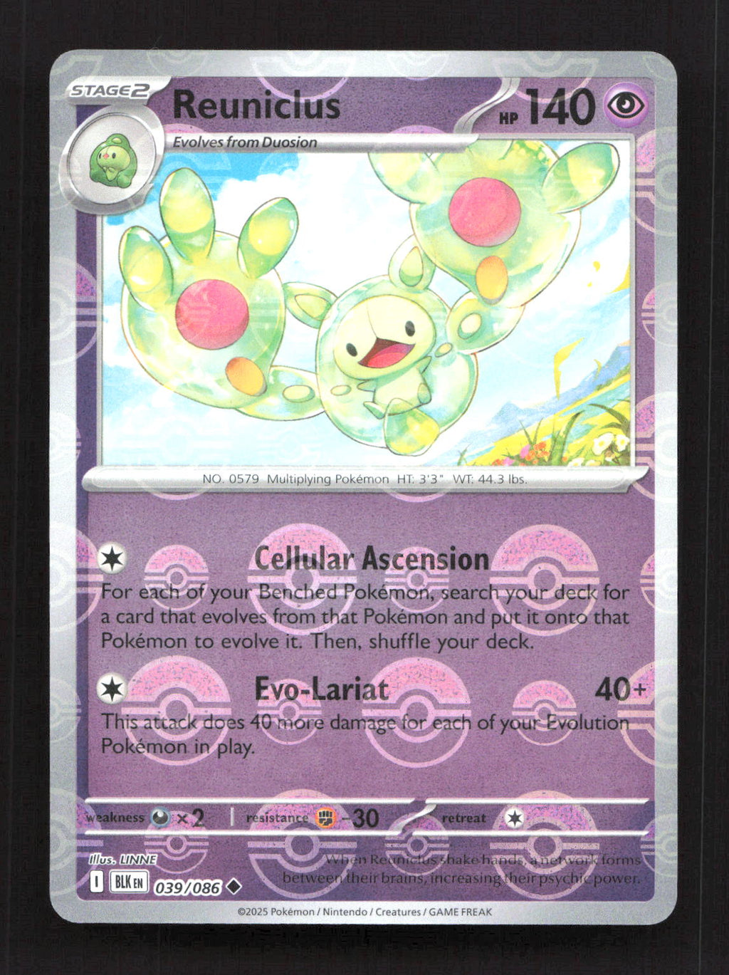 Reuniclus (Poke Ball Pattern) 039/086 Holo Uncommon Black Bolt Pokemon Near Mint