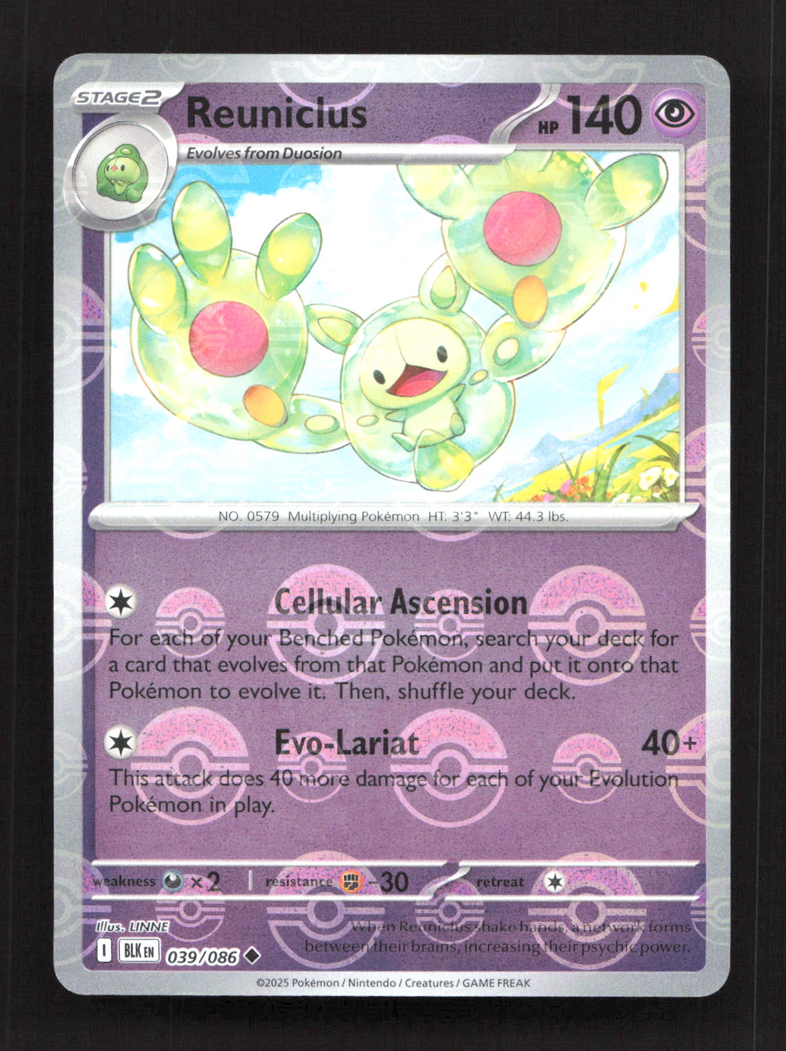 Reuniclus (Poke Ball Pattern) 039/086 Holo Uncommon Black Bolt Pokemon Near Mint