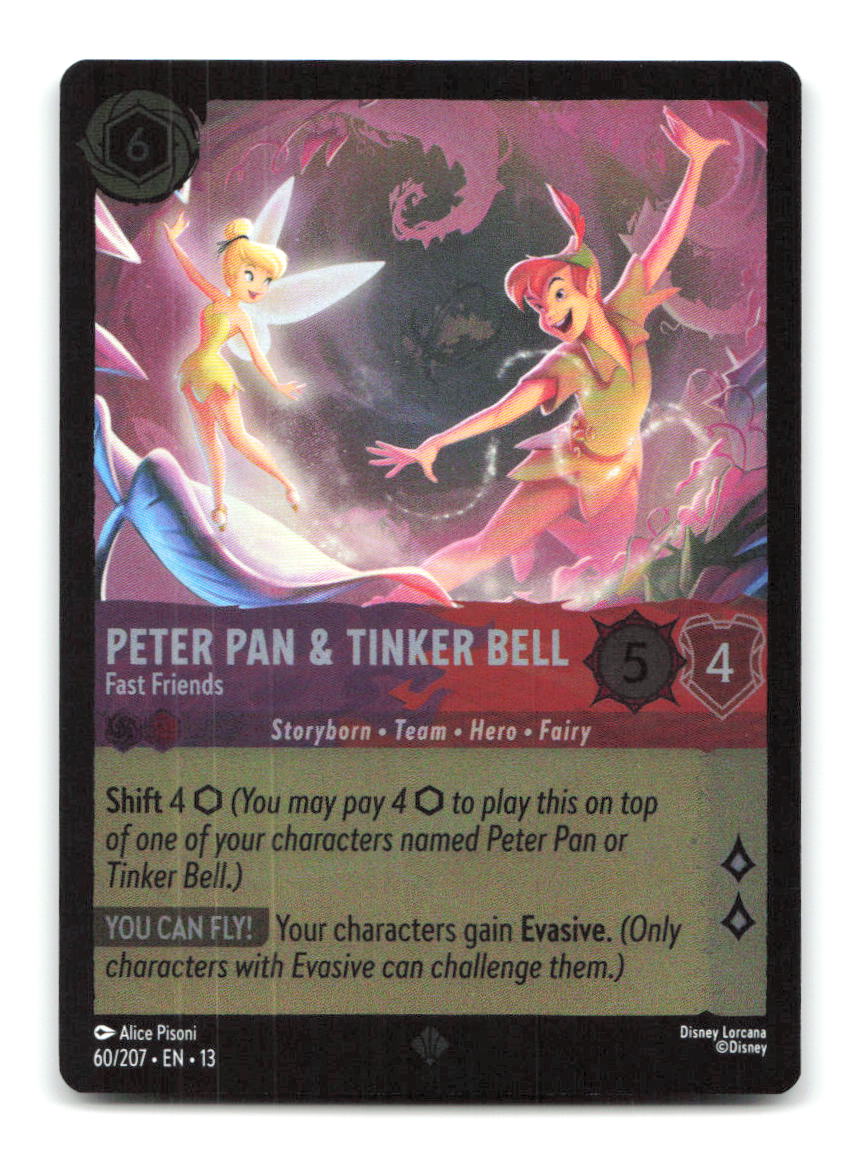 Peter Pan & Tinker Bell - Fast Friends 60/204 13 Lorcana Cold Foil NM