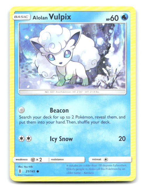 Alolan Vulpix 21/145 C Guardians Rising Pokemon LP