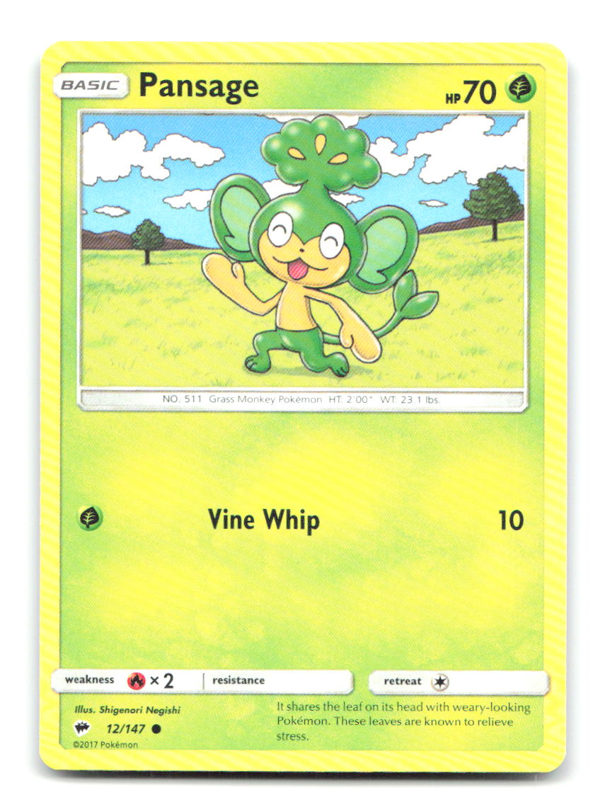 Pansage 12/147 C Burning Shadows Pokemon LP