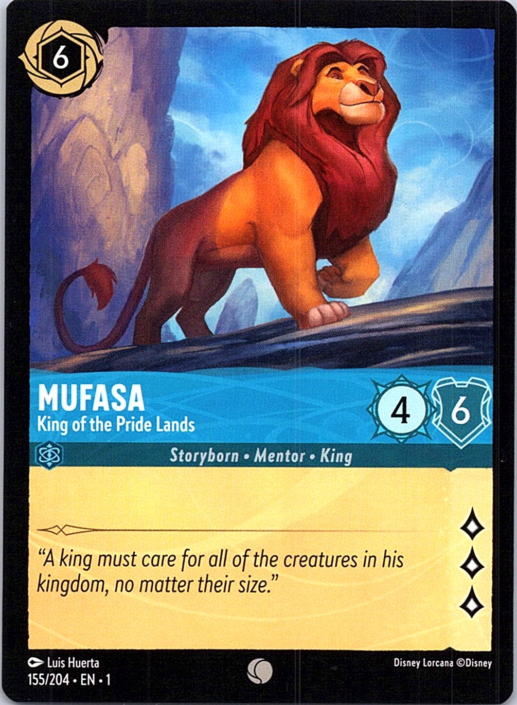 Mufasa - King of the Pride Lands 155/204 Common The First Chapter Lorcana NM