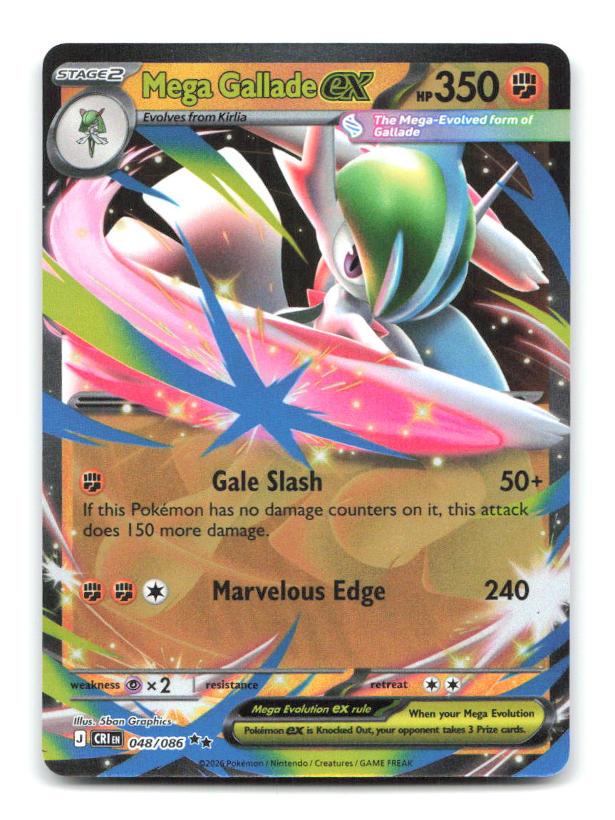 Mega Gallade ex 048/086 Double Rare Chaos Rising Pokemon Holo Near Mint