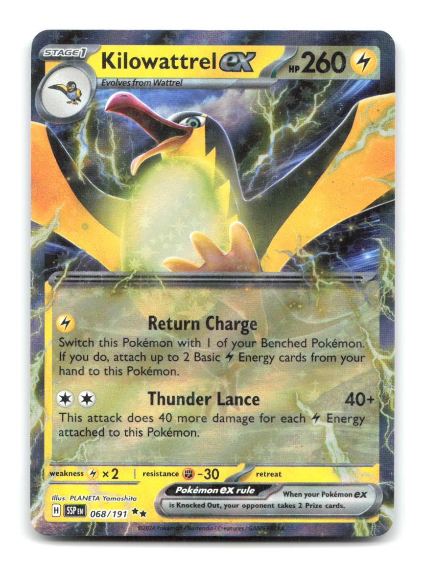 Kilowattrel ex 068/191 Double Rare Surging Sparks Pokemon Holo Near Mint