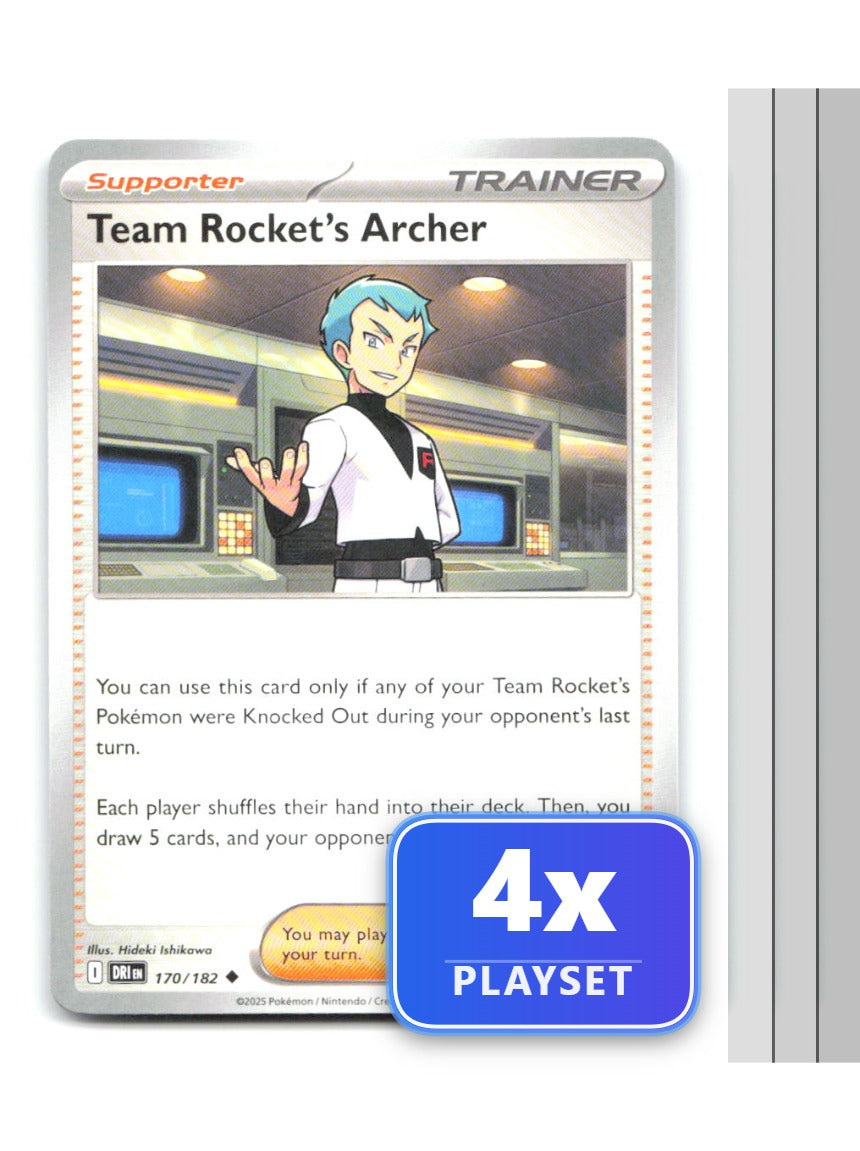 Playset of 4 Team Rocket's Archer 170/182 Uncommon Destined Rivals Pokemon NM