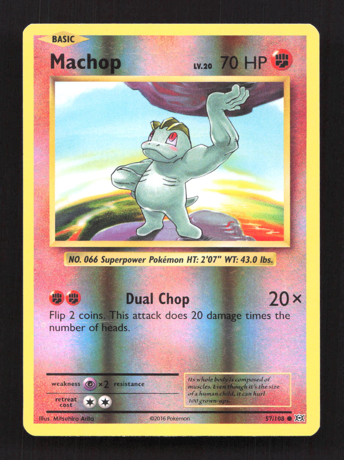 Machop 57/108 Common Evolutions Pokemon Reverse Holo Moderately Played