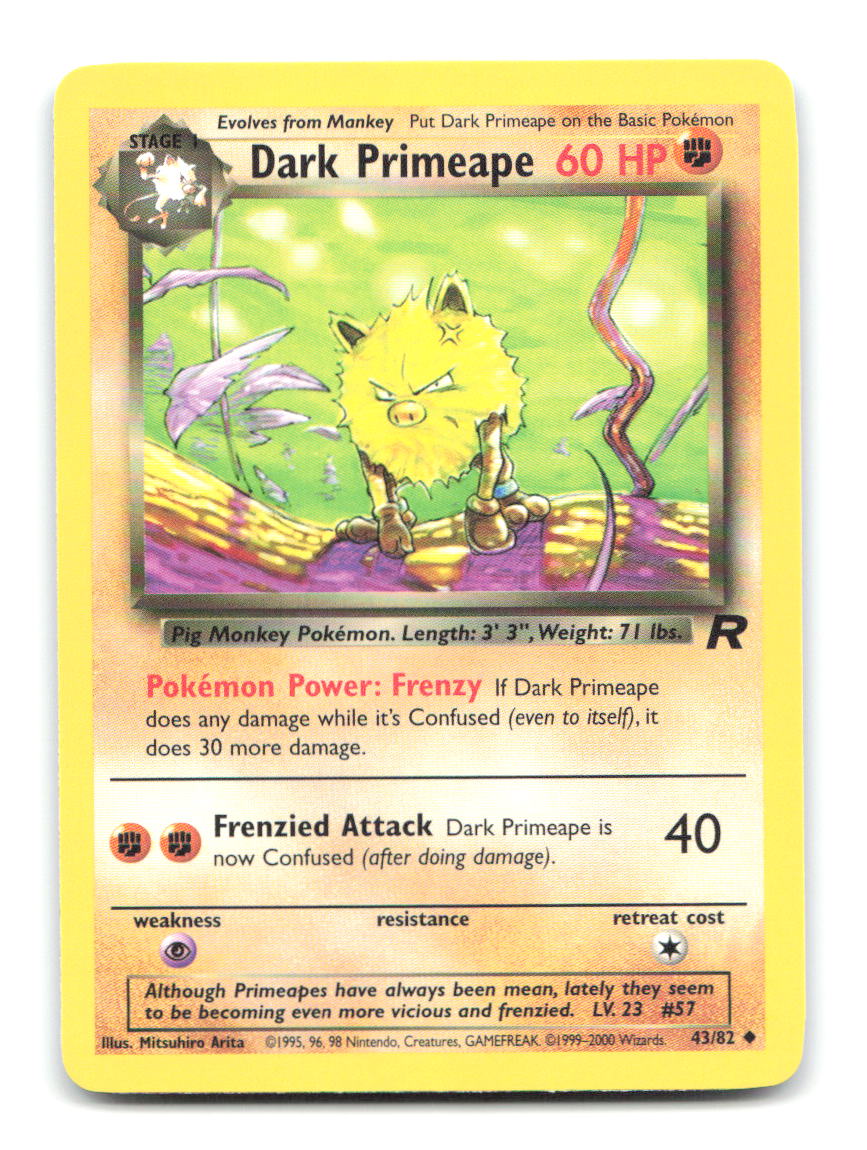 Dark Primeape 43/82 TR Pokemon Unlimited LP