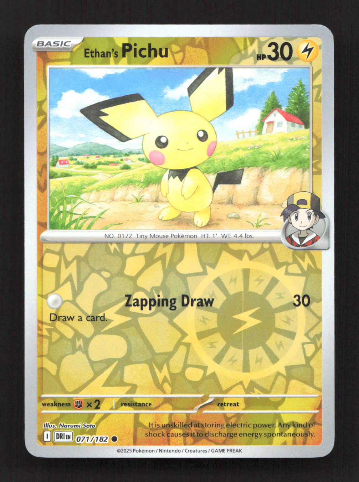 Ethan's Pichu 071/182 Common Destined Rivals Pokemon Reverse Holo Near Mint