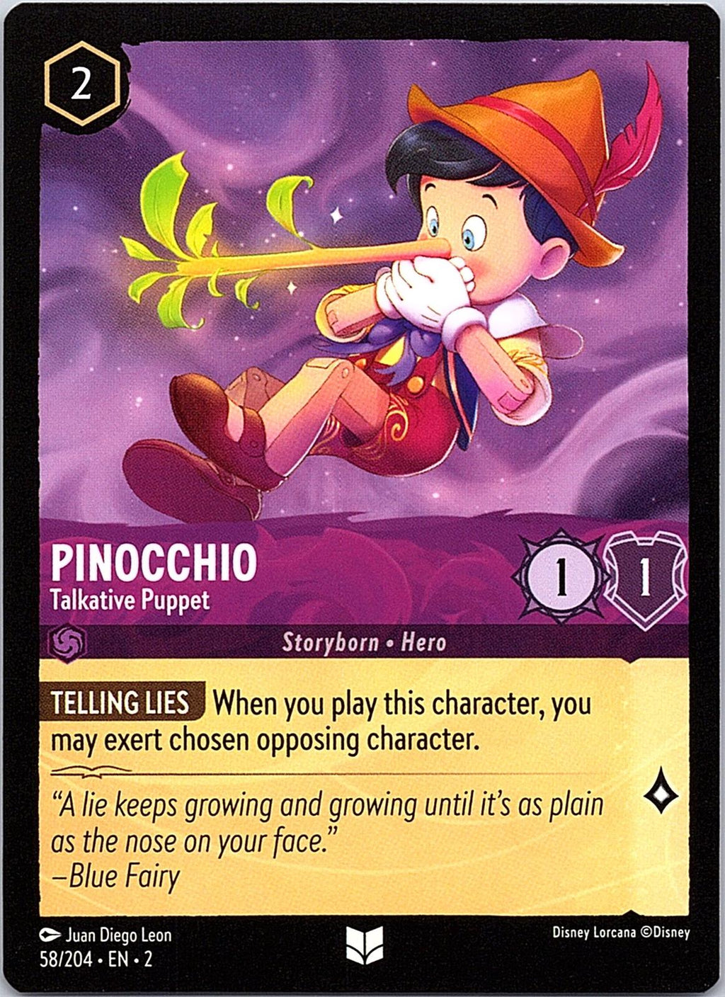 Pinocchio - Talkative Puppet 58/204 Uncommon Rise of the Floodborn Lorcana NM