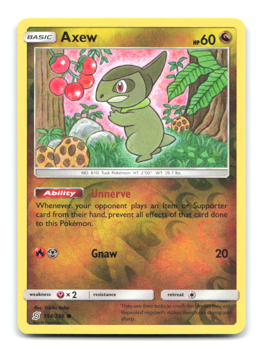 Axew 154/236 Common Unified Minds Pokemon Reverse Holo Lightly Played