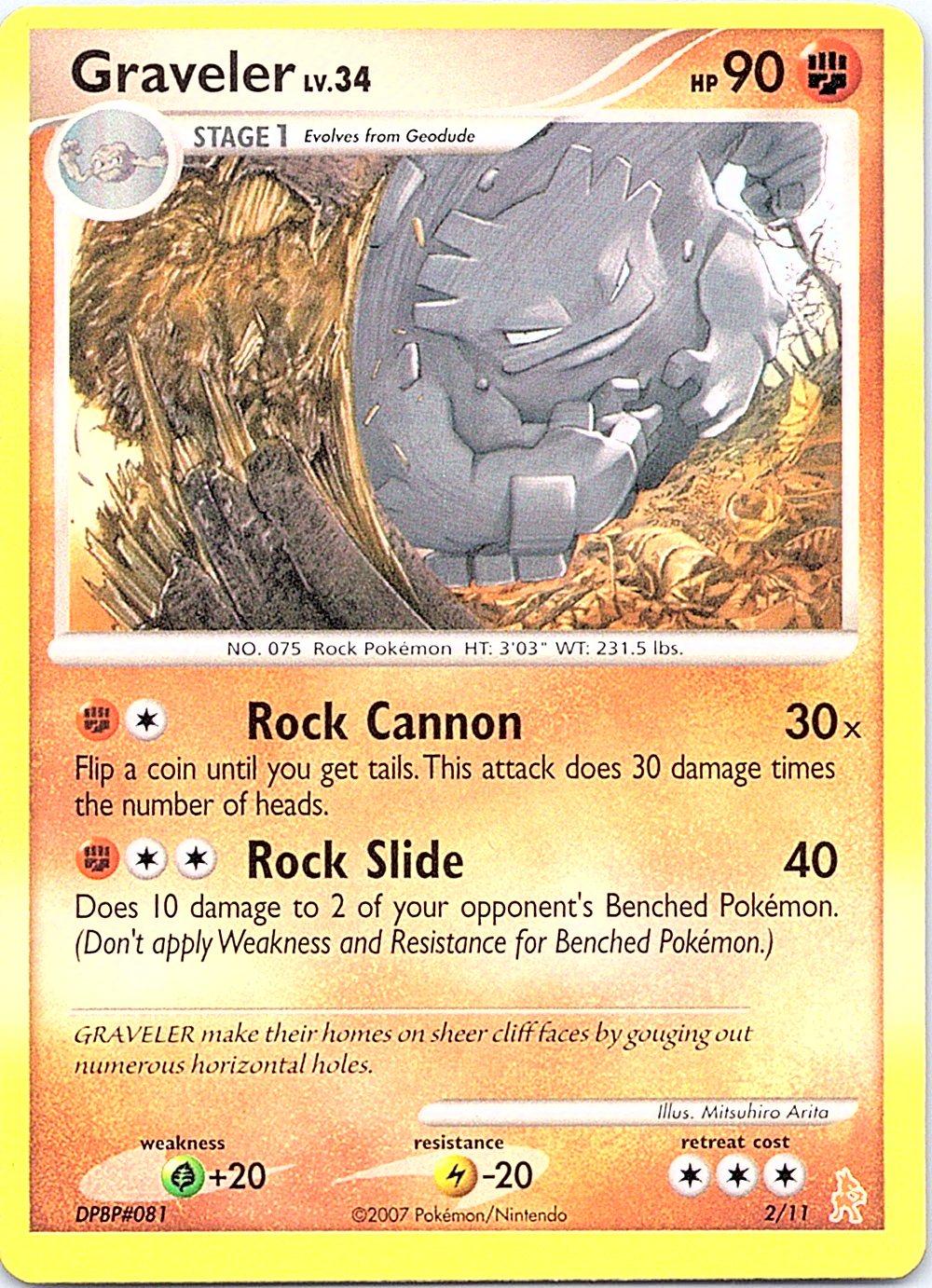 Graveler 2/11 Common DP Trainer Kit: Manaphy & Lucario Pokemon Heavily Played