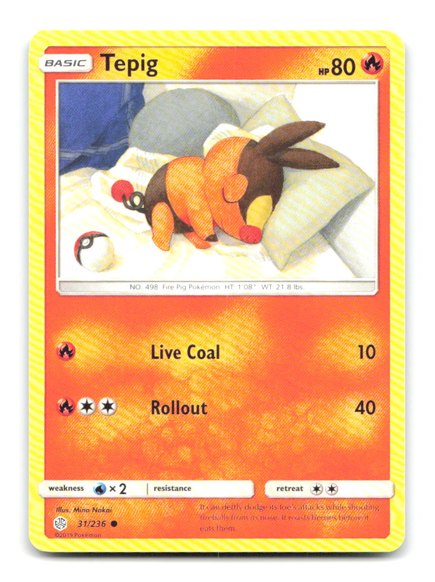 Tepig 31/236 Common Cosmic Eclipse Pokemon Lightly Played
