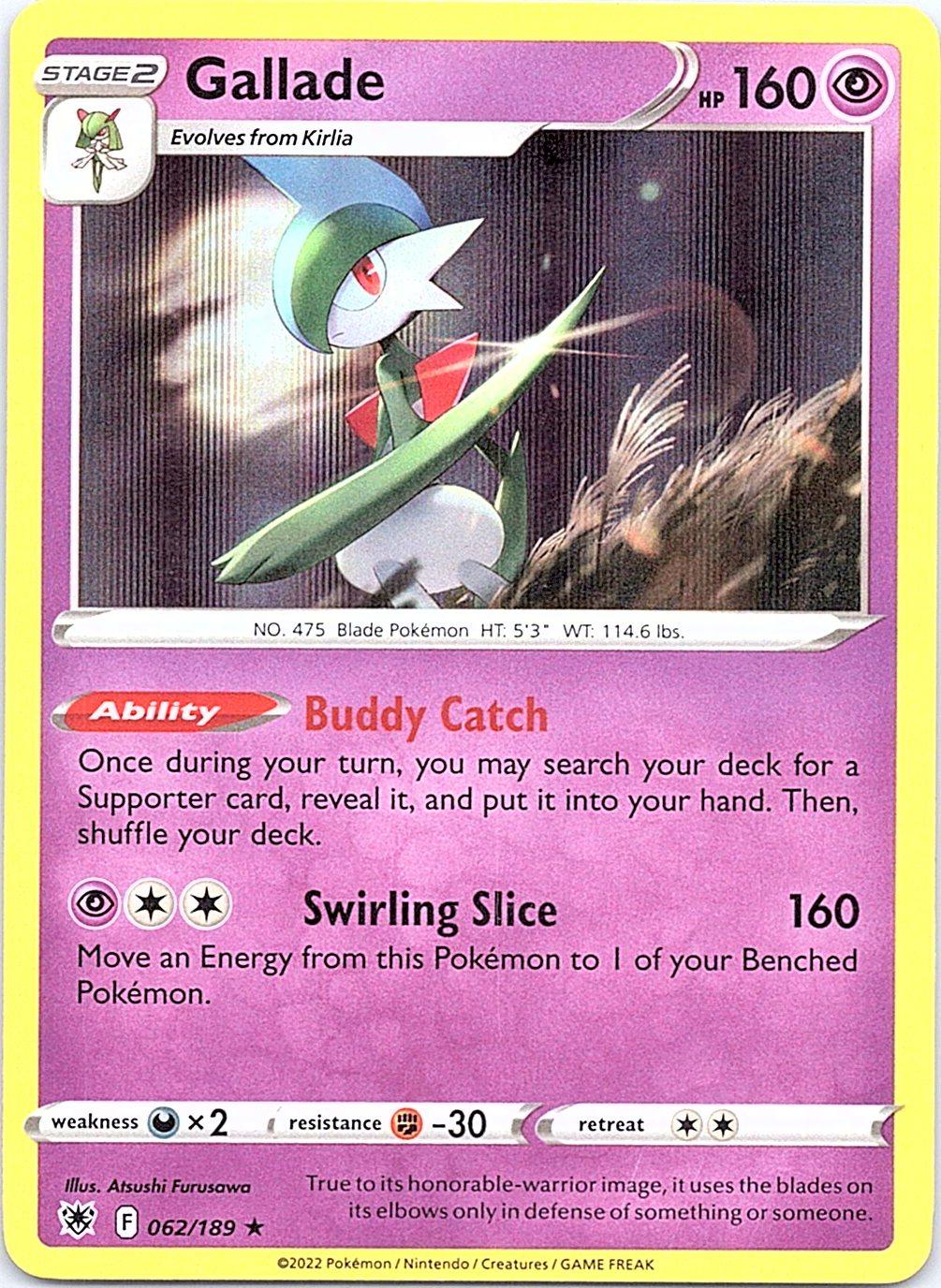 Gallade 062/189 Holo Rare Astral Radiance Pokemon Moderately Played