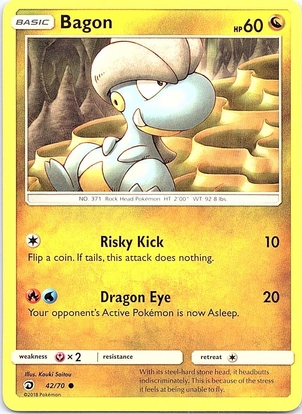 Bagon 42/70 Common Dragon Majesty Pokemon Heavily Played
