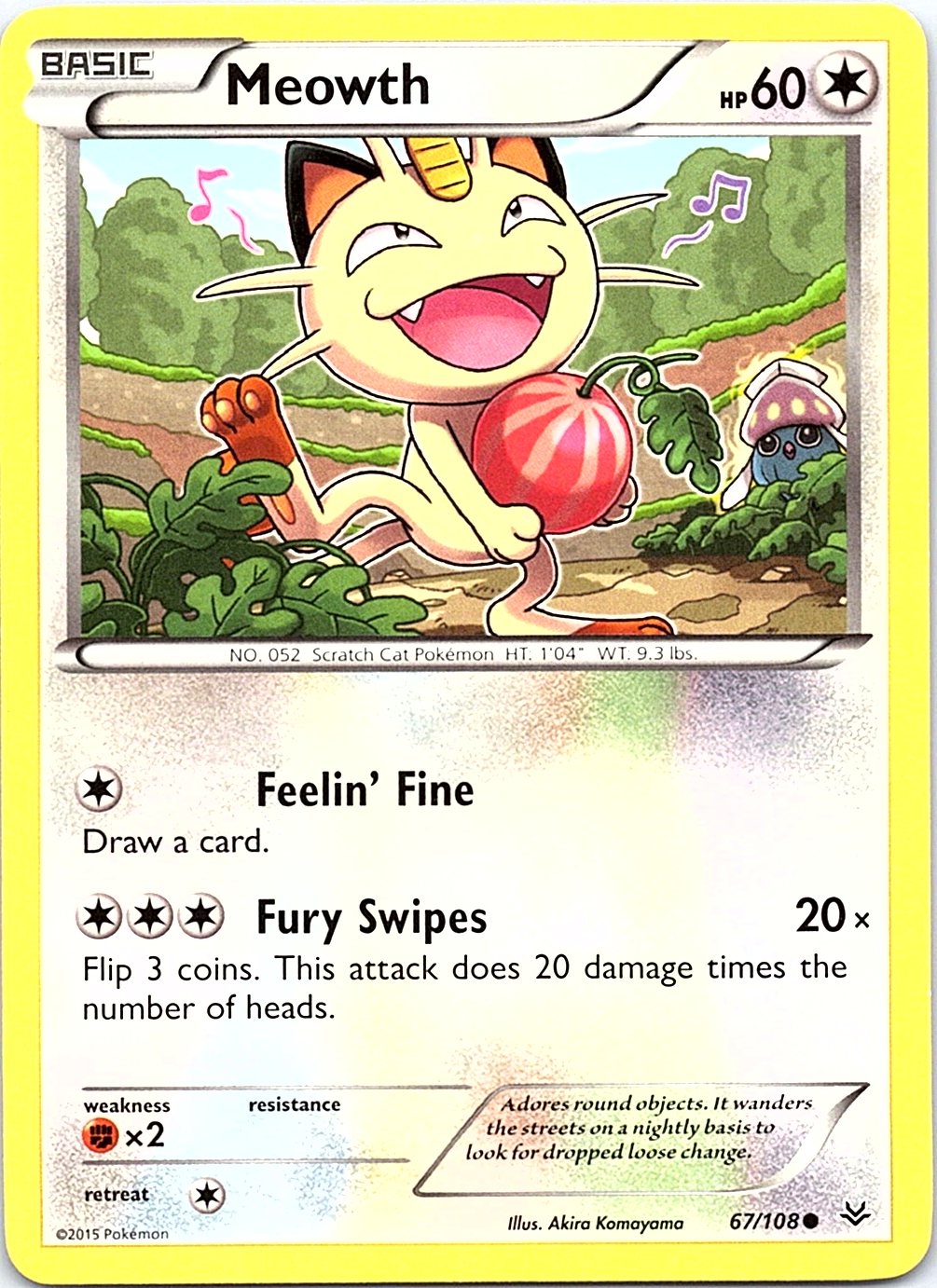 Meowth 67/108 Common Roaring Skies Pokemon Heavily Played