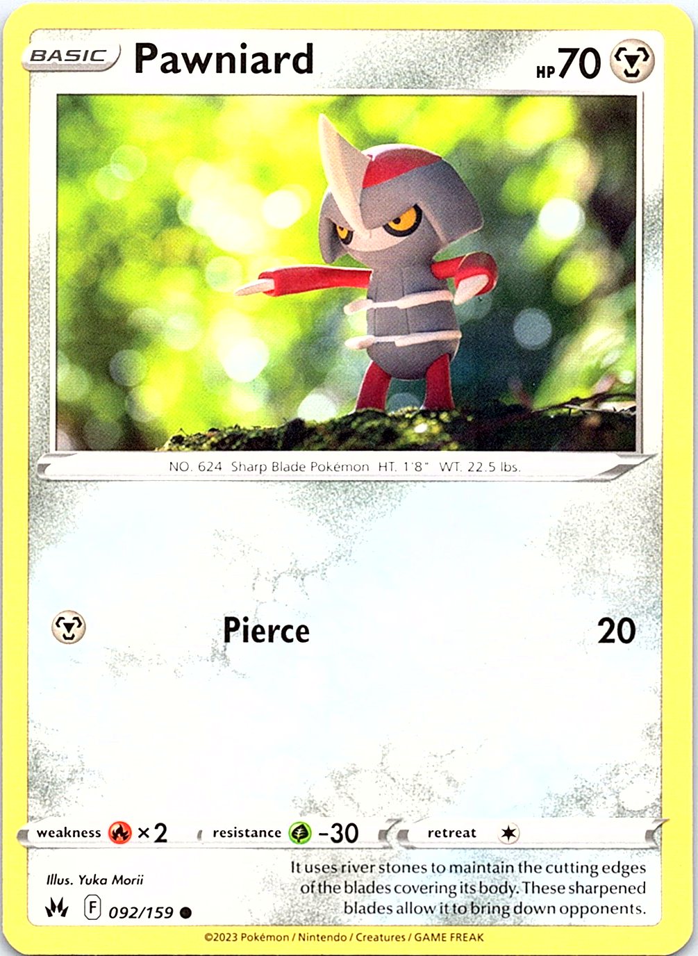 Pawniard 092/159 Common Crown Zenith Pokemon Lightly Played