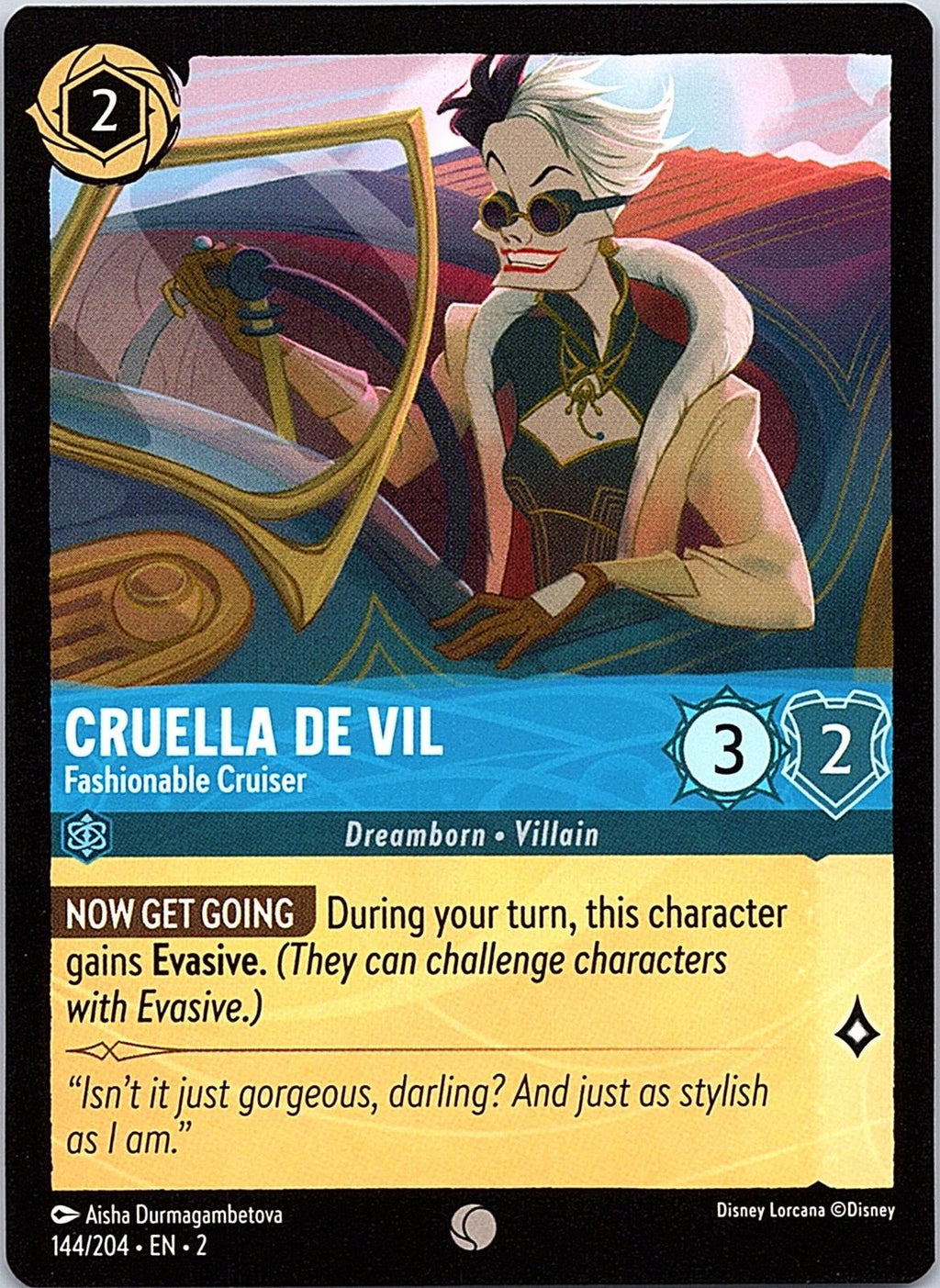Cruella De Vil - Fashionable Cruiser 144/204 Rise of the Floodborn Lorcana NM