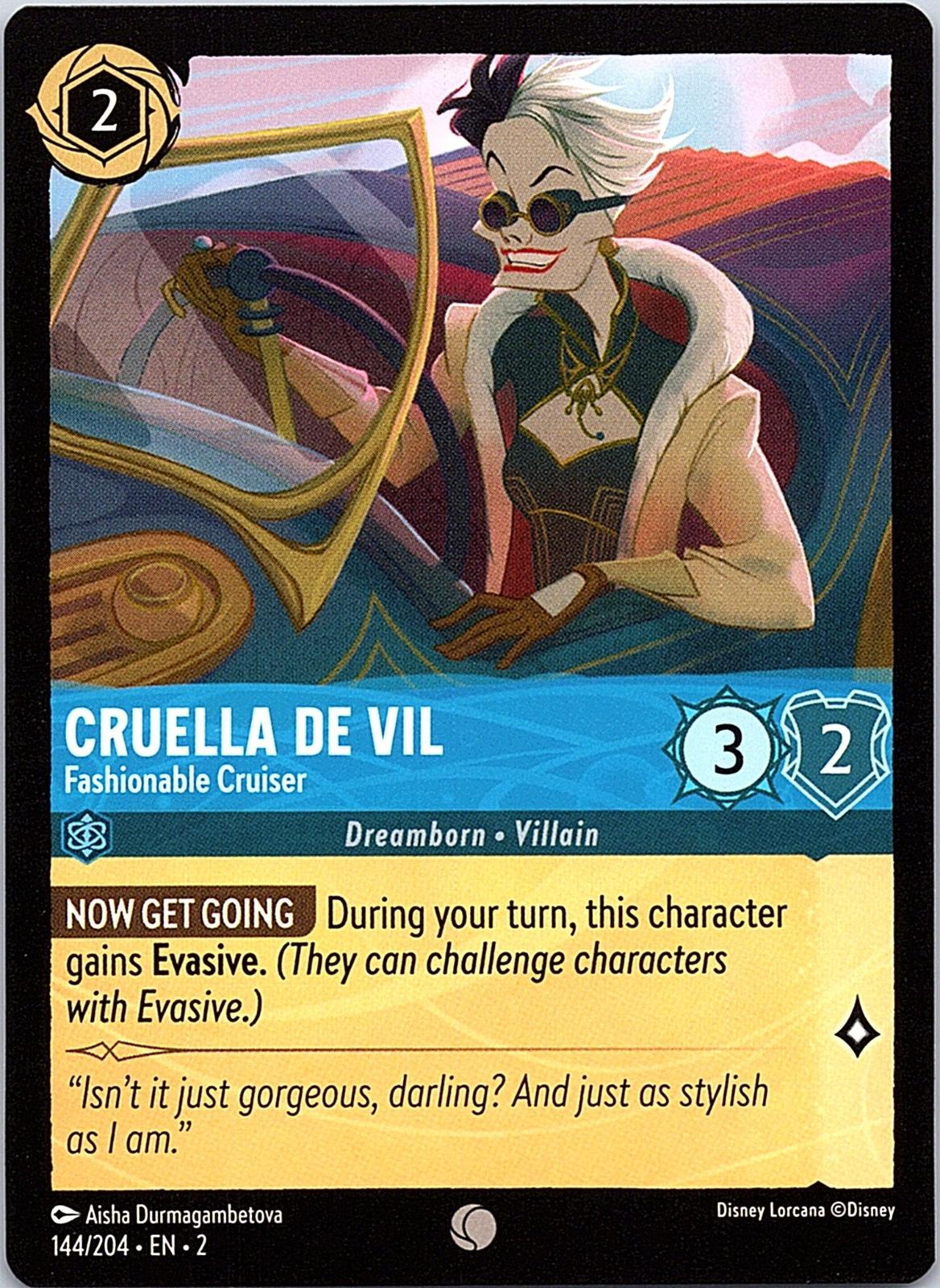 Cruella De Vil - Fashionable Cruiser 144/204 Rise of the Floodborn Lorcana NM