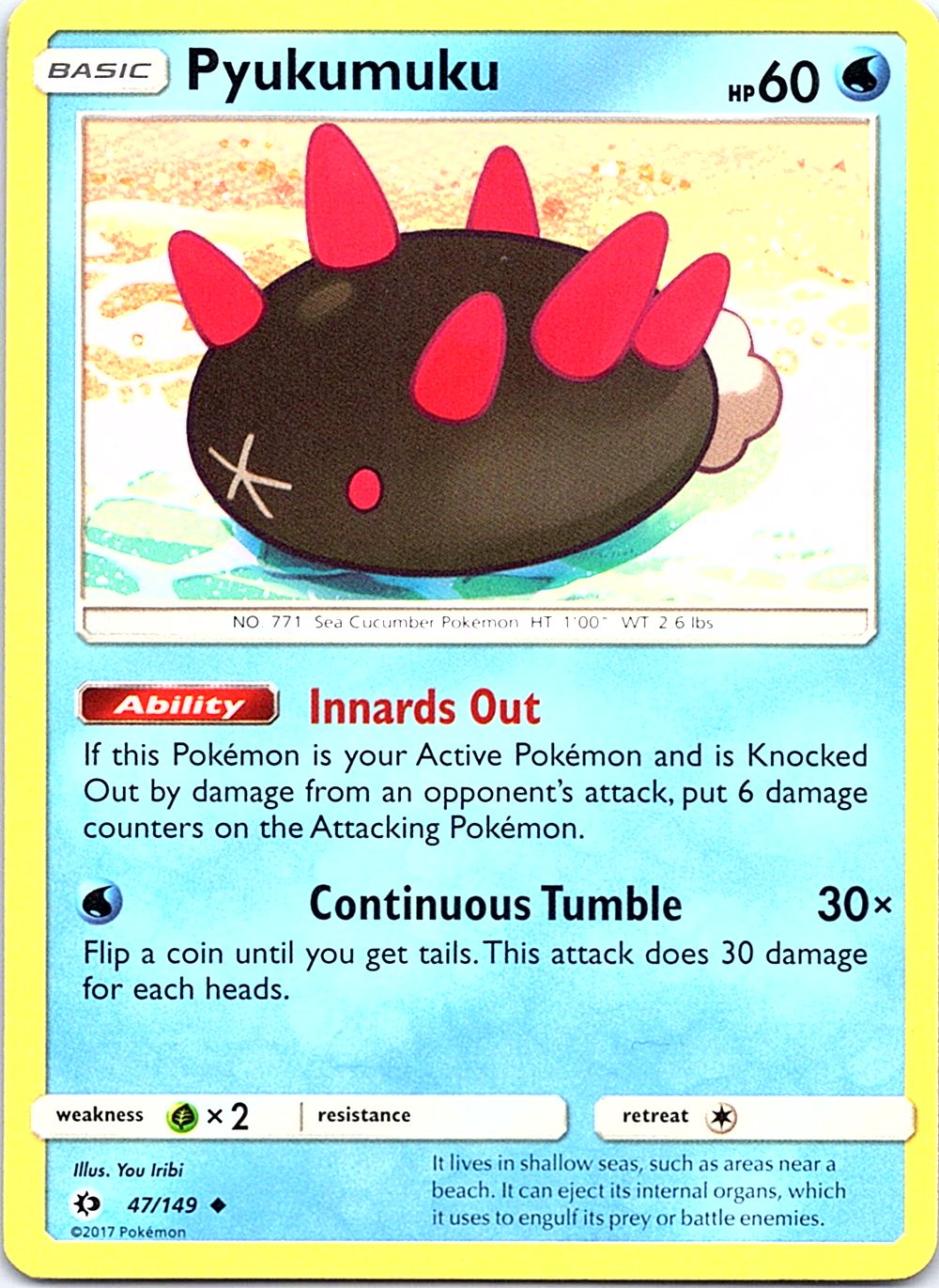 Pyukumuku 47/149 Uncommon SM Base Set Pokemon Moderately Played